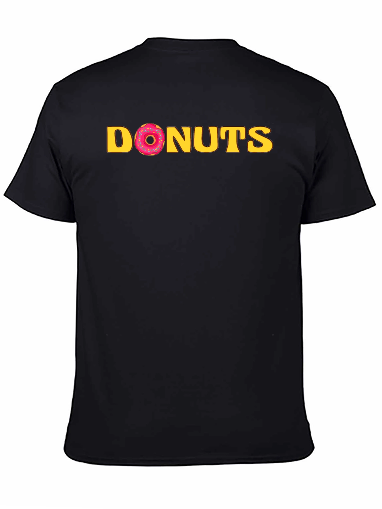 Black Men's Donuts Graphic Crew Neck T-Shirt - Black view 4