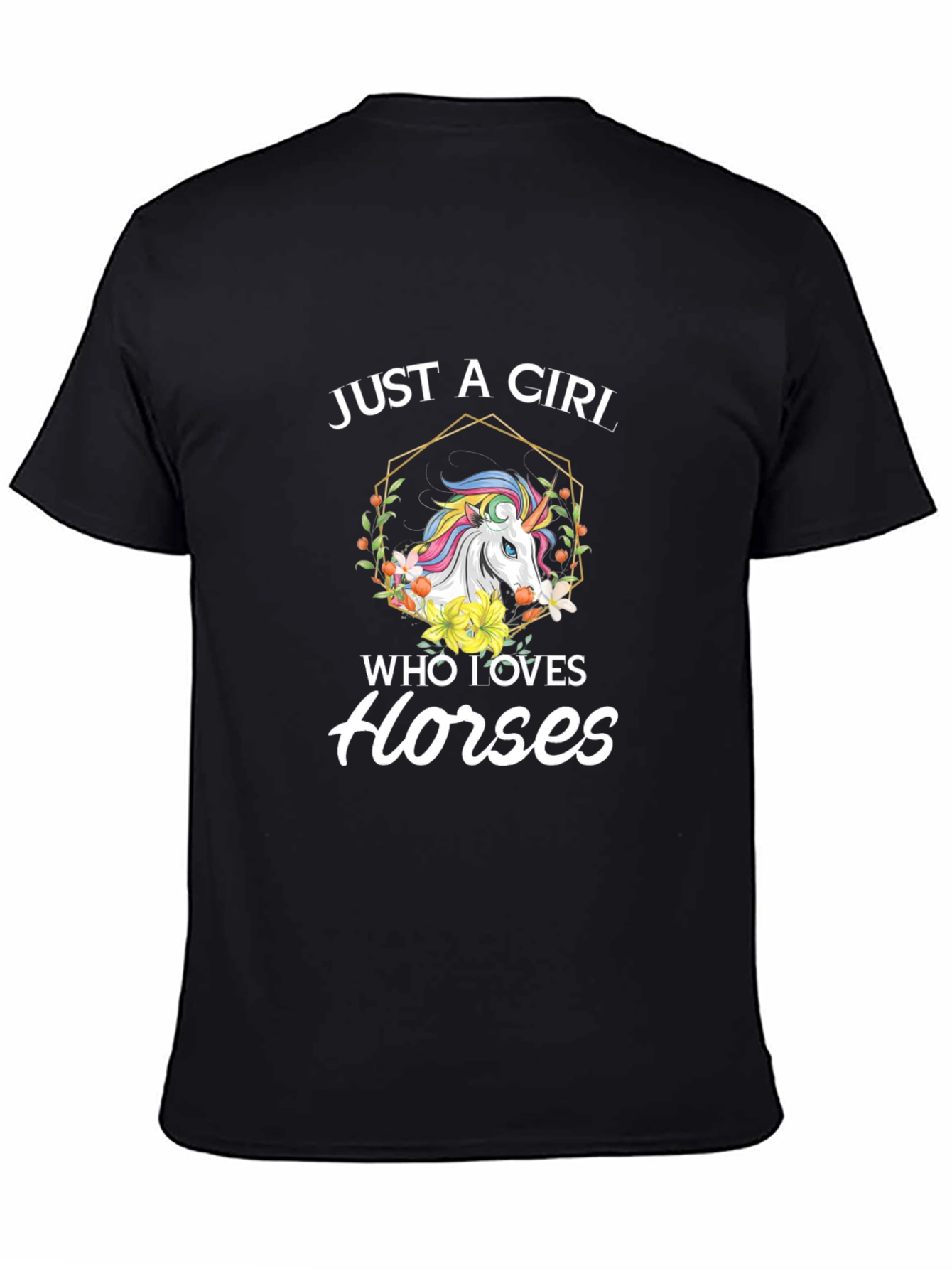 Black Just A Girl Who Loves Horses T-Shirt view 4