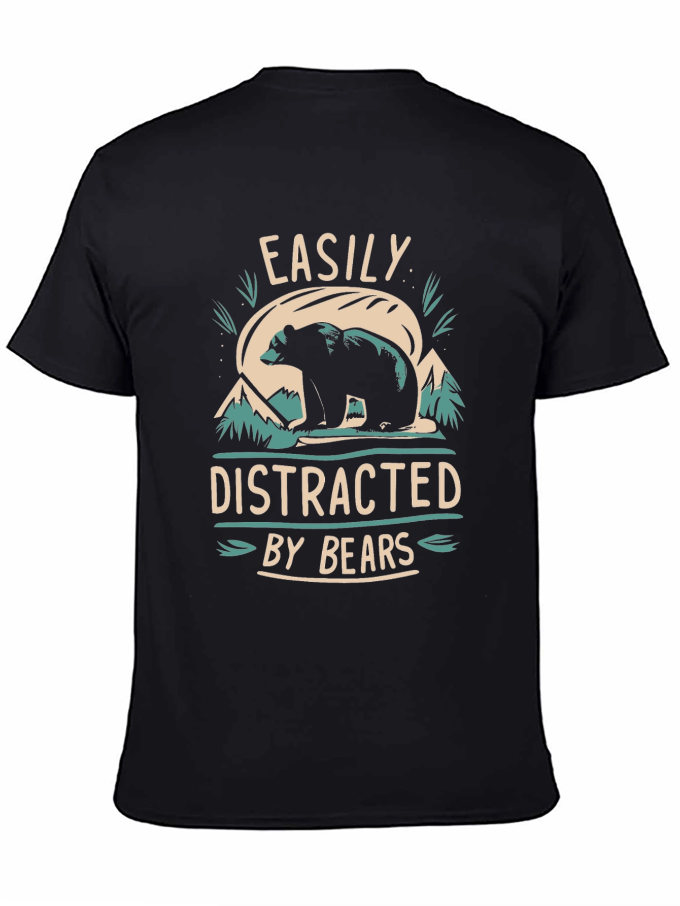 Black Easily Distracted By Bears Graphic T-Shirt view 4