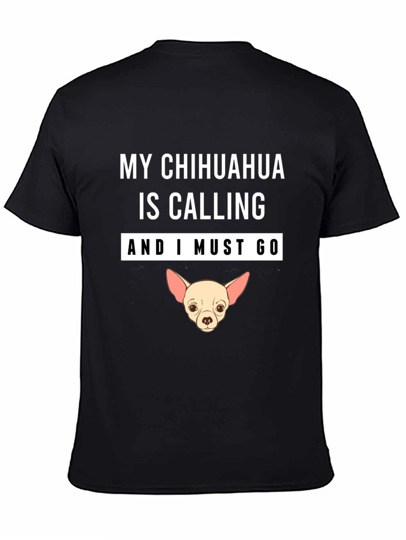 Black Chihuahua Calling T-Shirt view 4