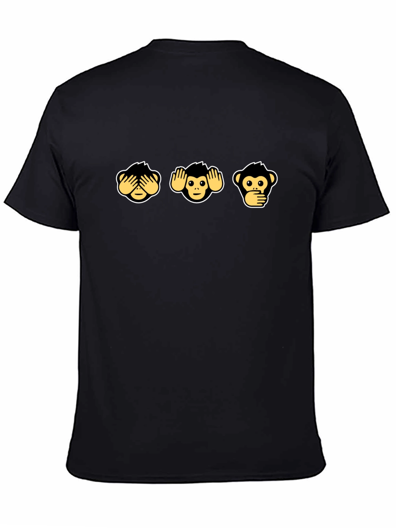 Black Three Wise Monkeys Graphic Tee - Hear, See, Speak No Evil view 4