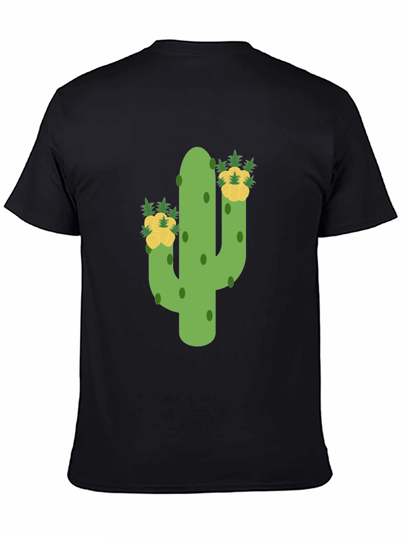 Black Cactus & Pineapple Tee - Whimsical Graphic Print view 4
