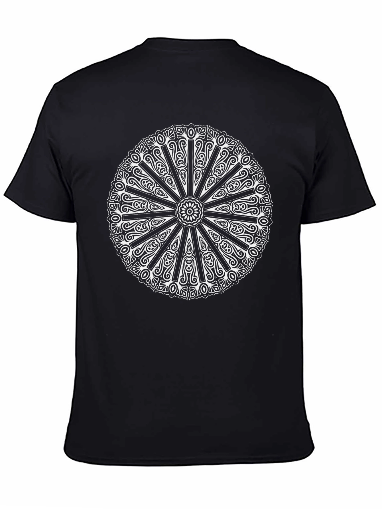 Black Black Mandala Print Crew Neck T-Shirt view 4