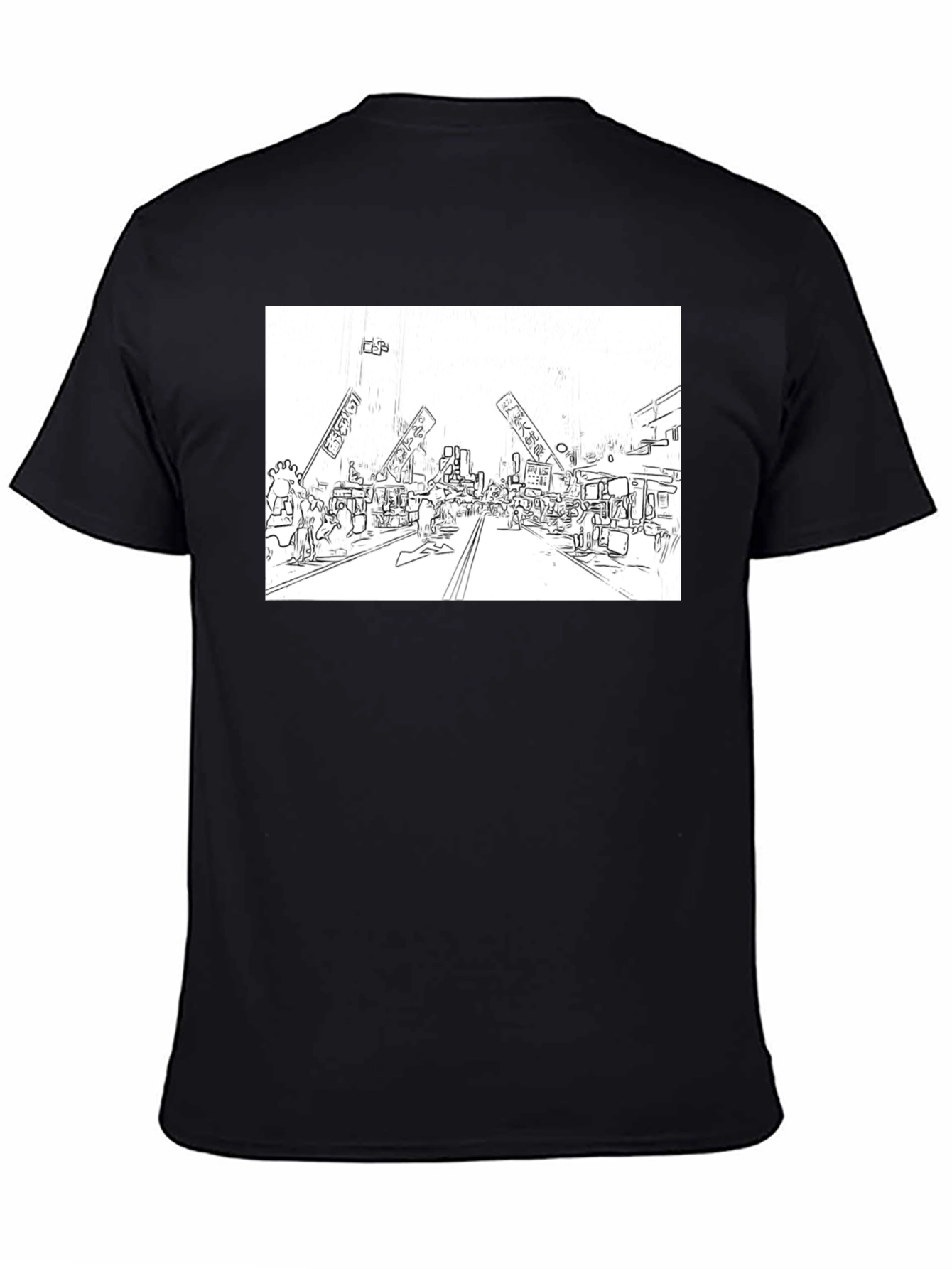 Black Black T-Shirt with Market Sketch Graphic view 4