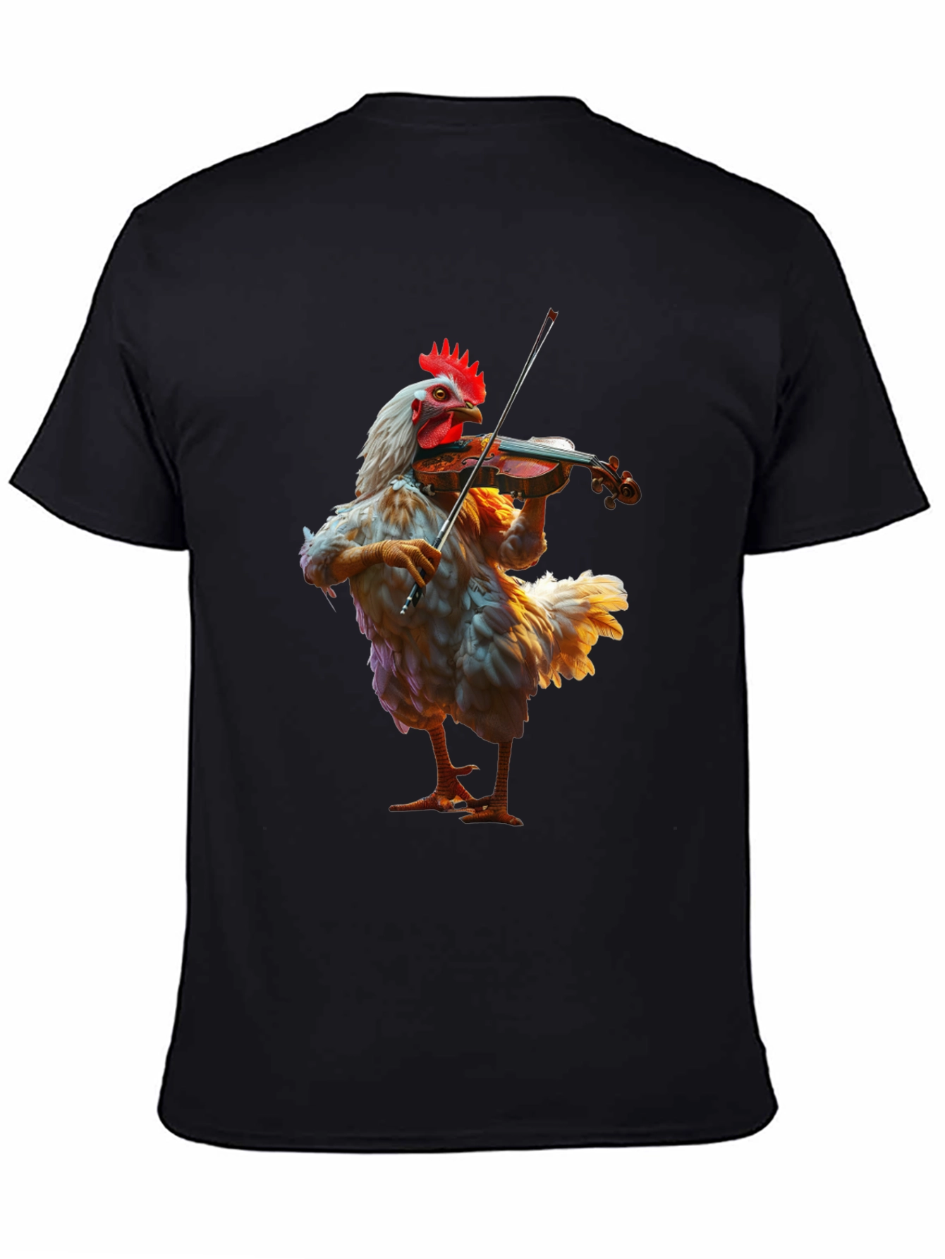 Black Chicken Playing Violin T-Shirt view 4