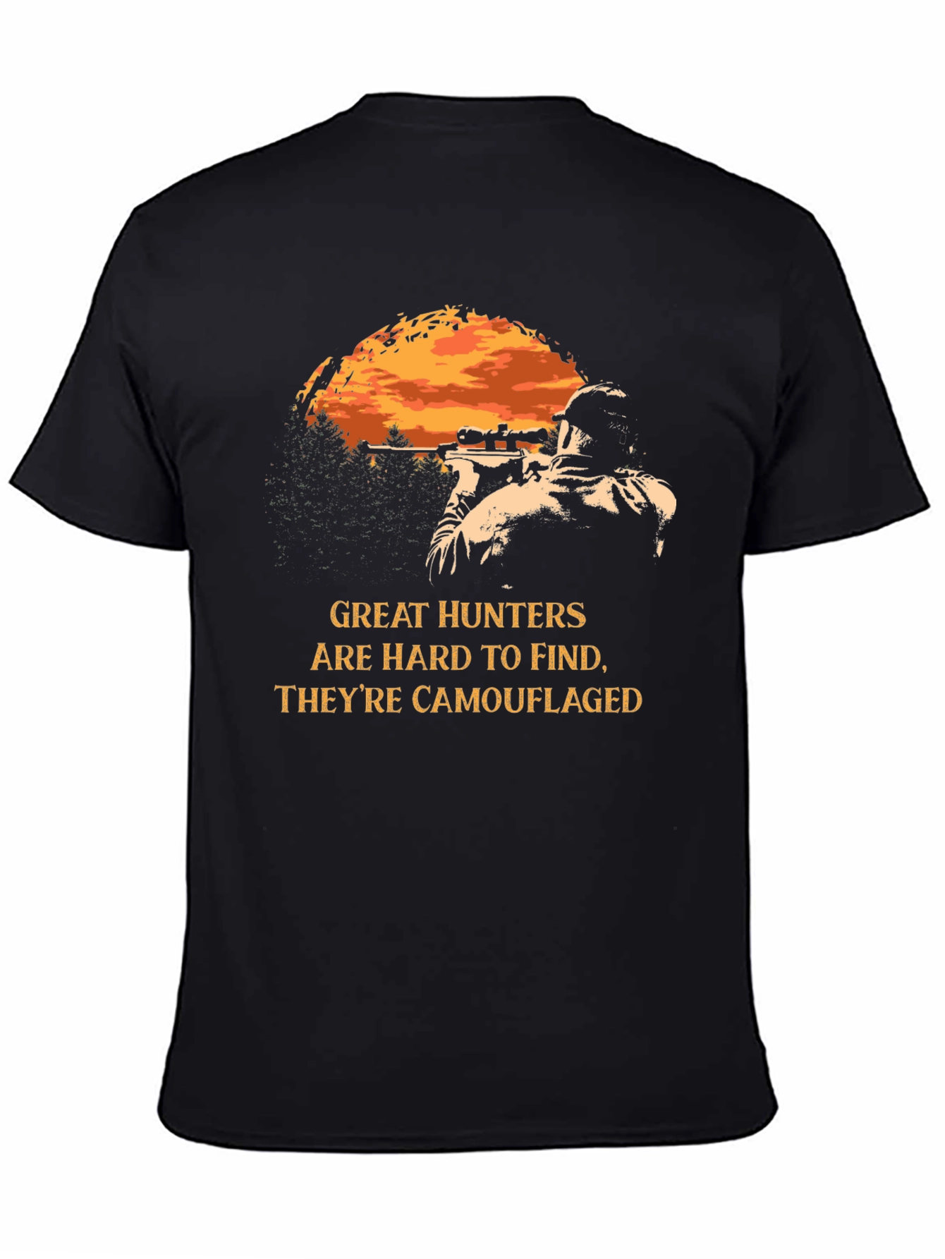 Black Great Hunters Camouflaged T-Shirt - Black view 4
