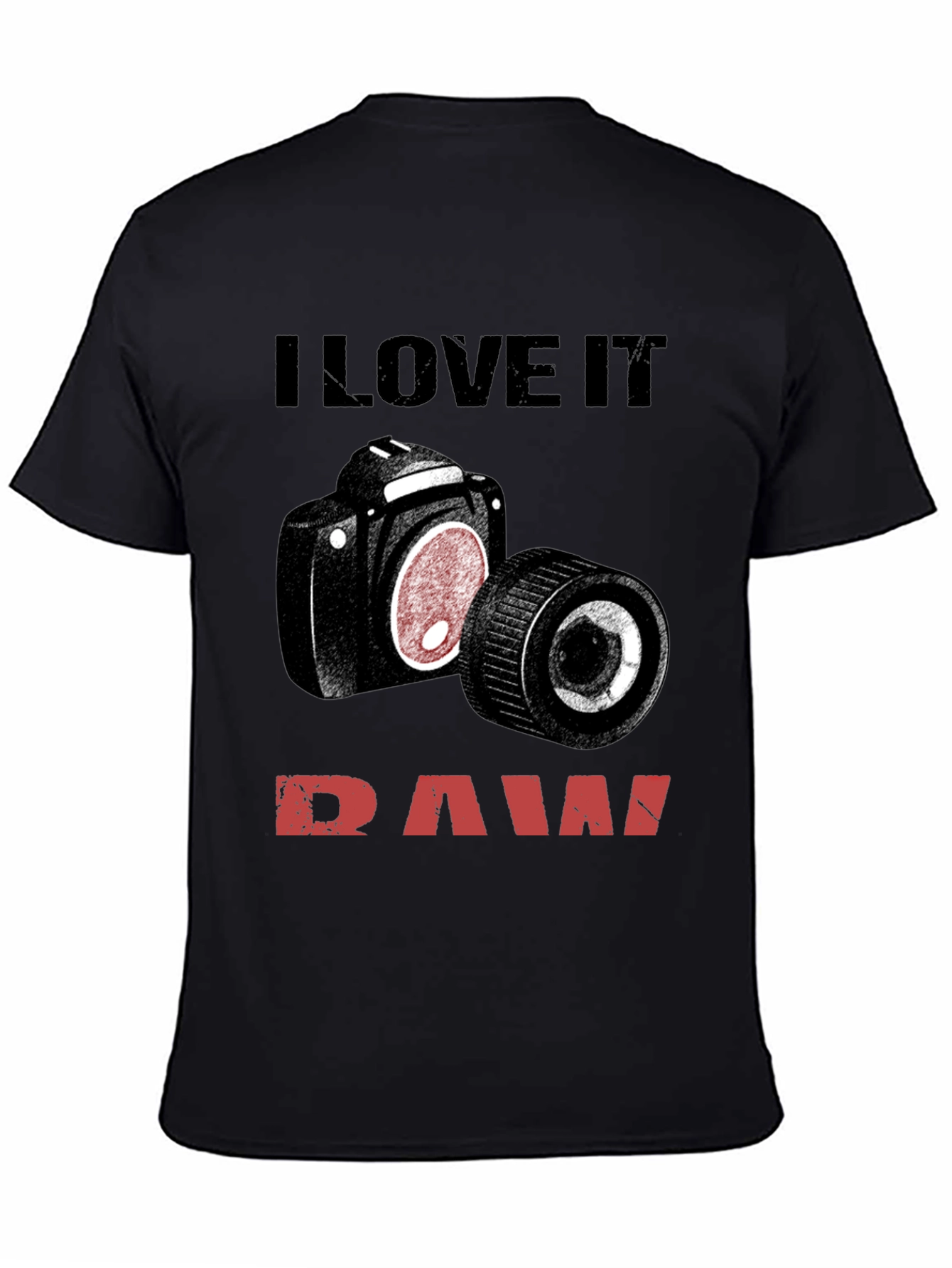 Black I Love It Raw Camera T-Shirt view 4