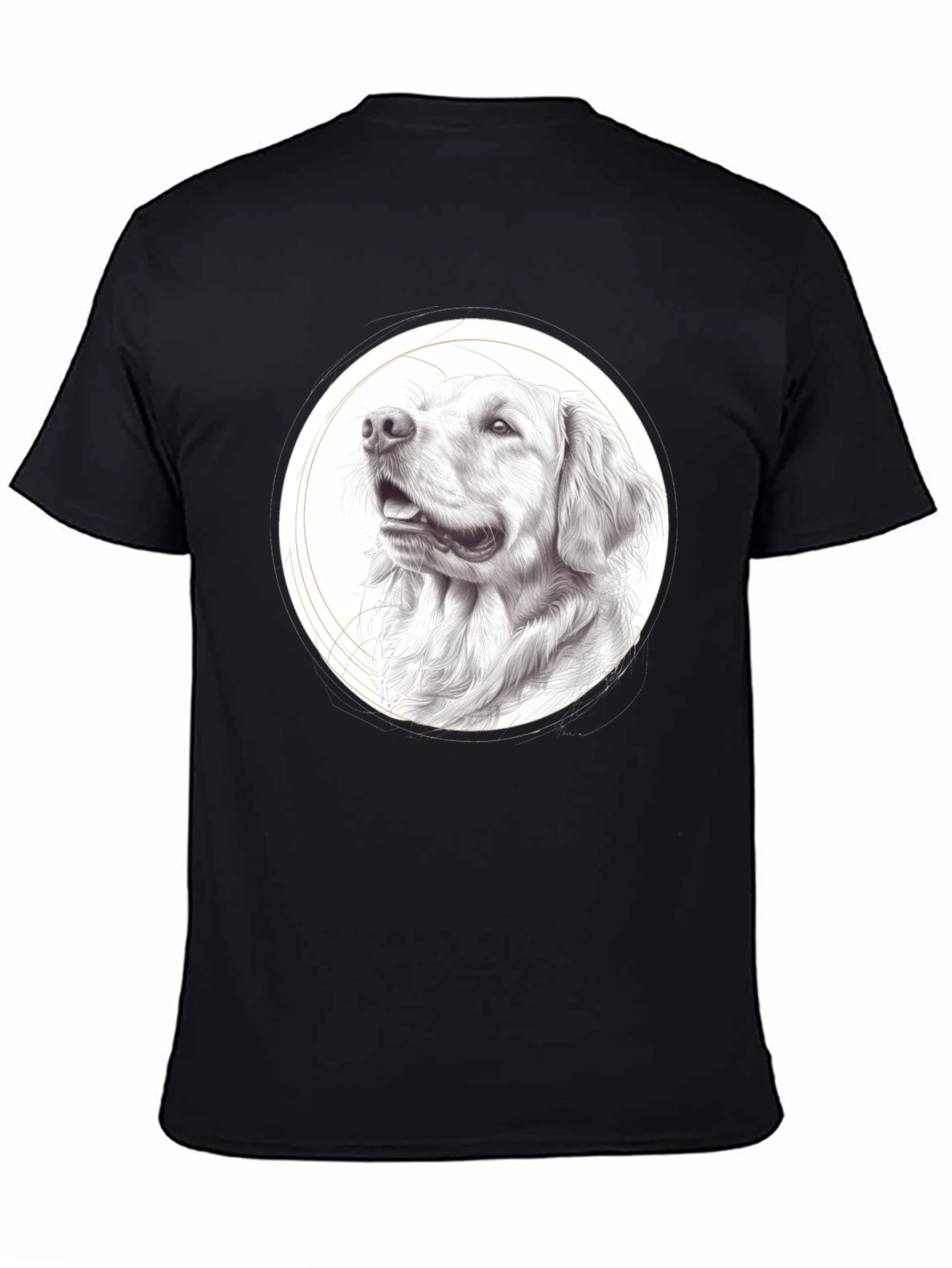 Black Dog Portrait Black T-Shirt - Artistic Pet Lover Tee view 4