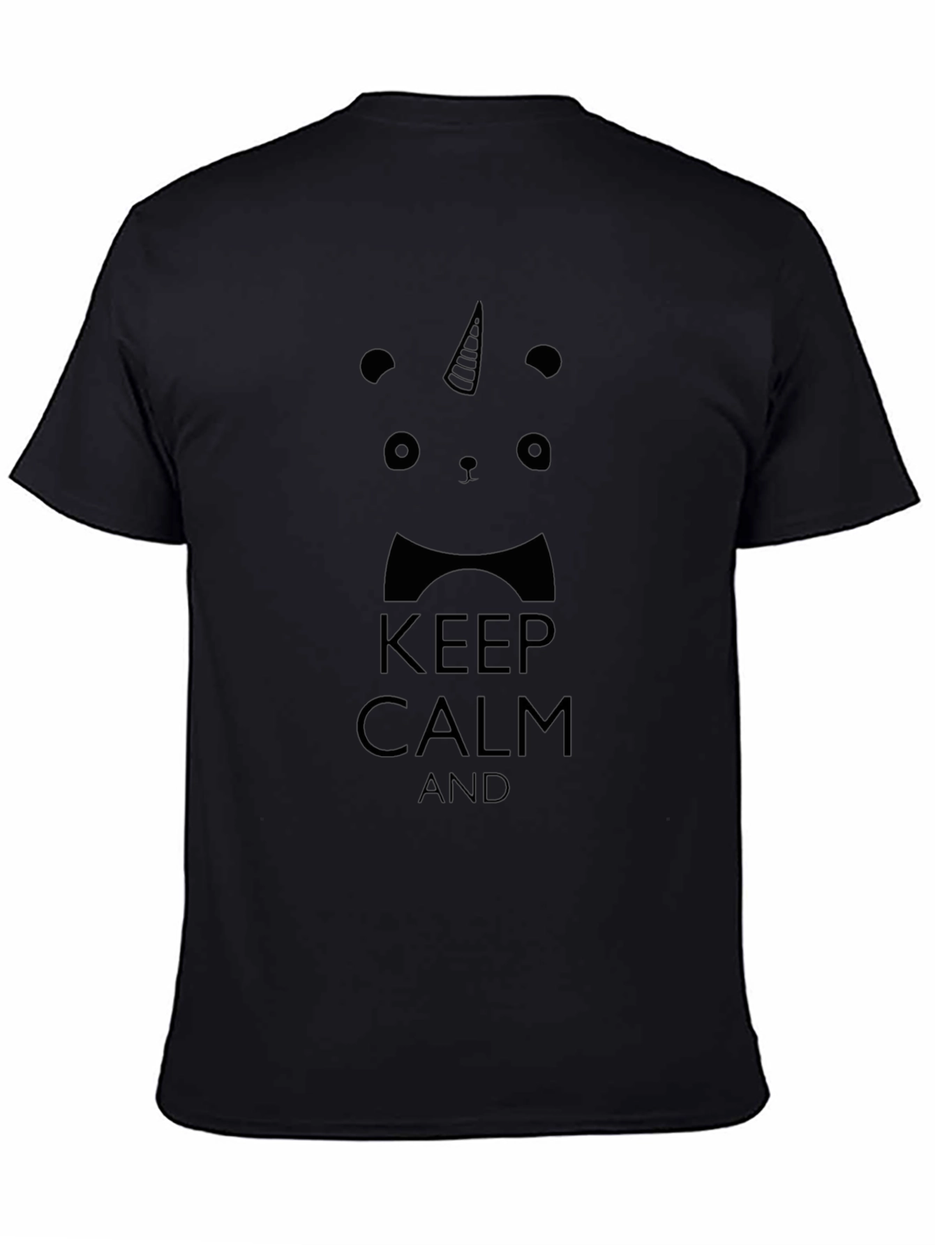 Black Keep Calm Panda Unicorn Black T-Shirt view 4