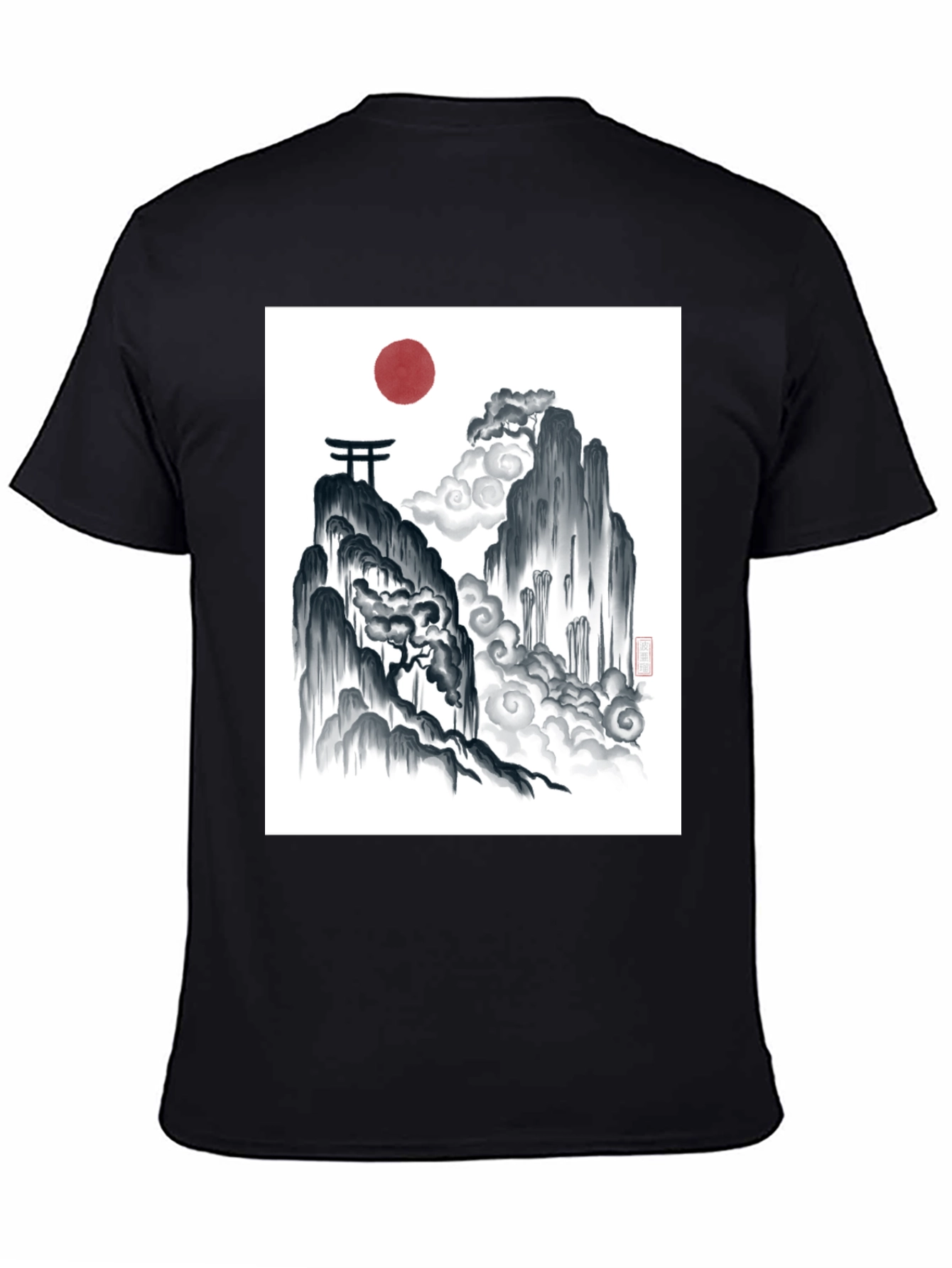 Black Zen Mountain Graphic Tee - Black Cotton Blend view 4