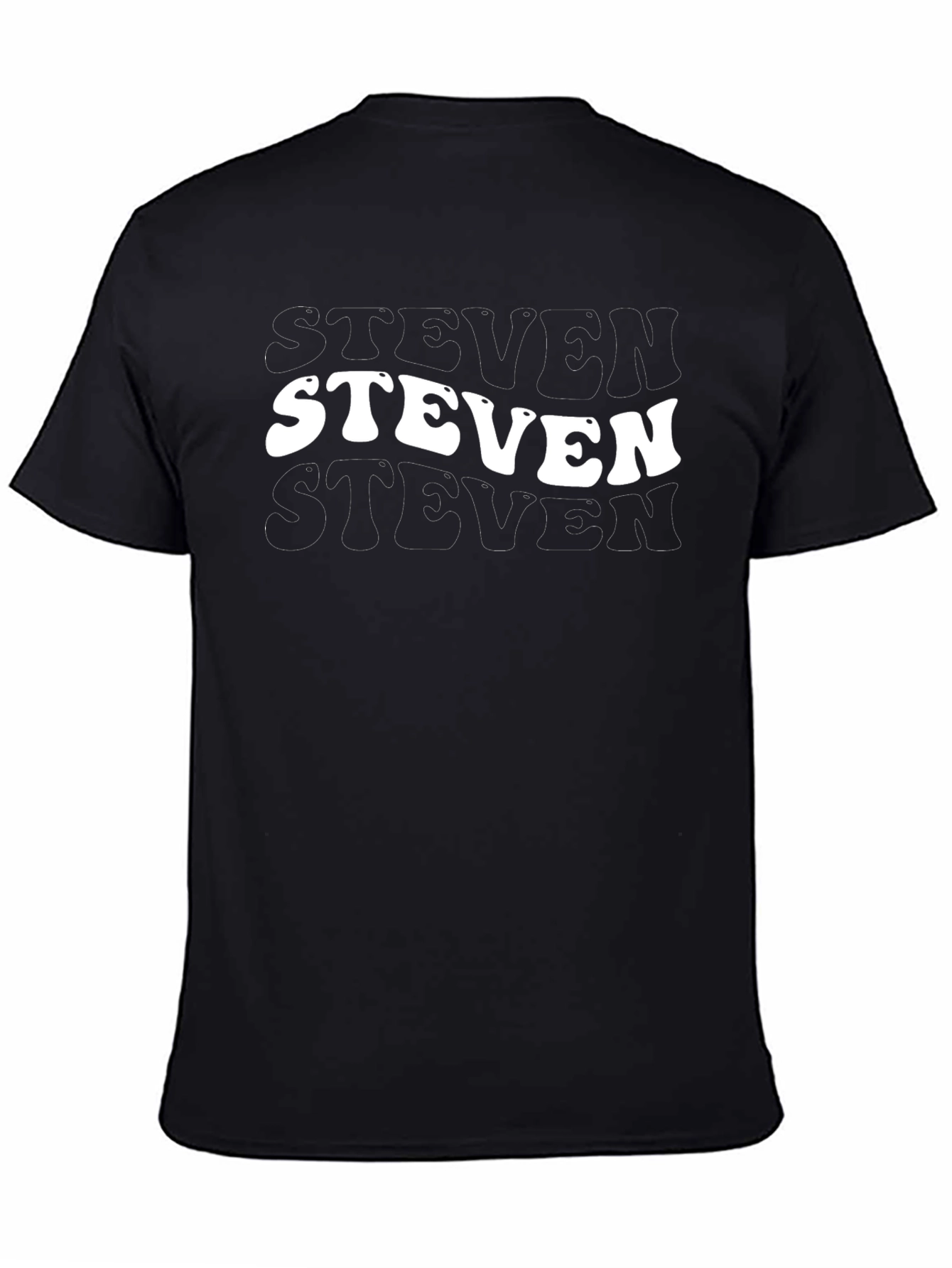 Black Retro "Steven" Graphic Print Black T-Shirt view 4
