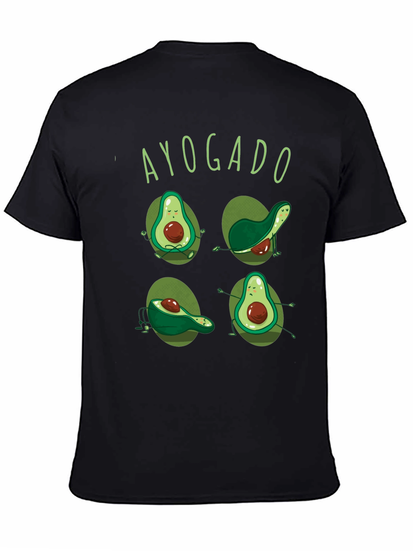 Black Ayogado Yoga Avocado Funny Graphic T-Shirt view 4