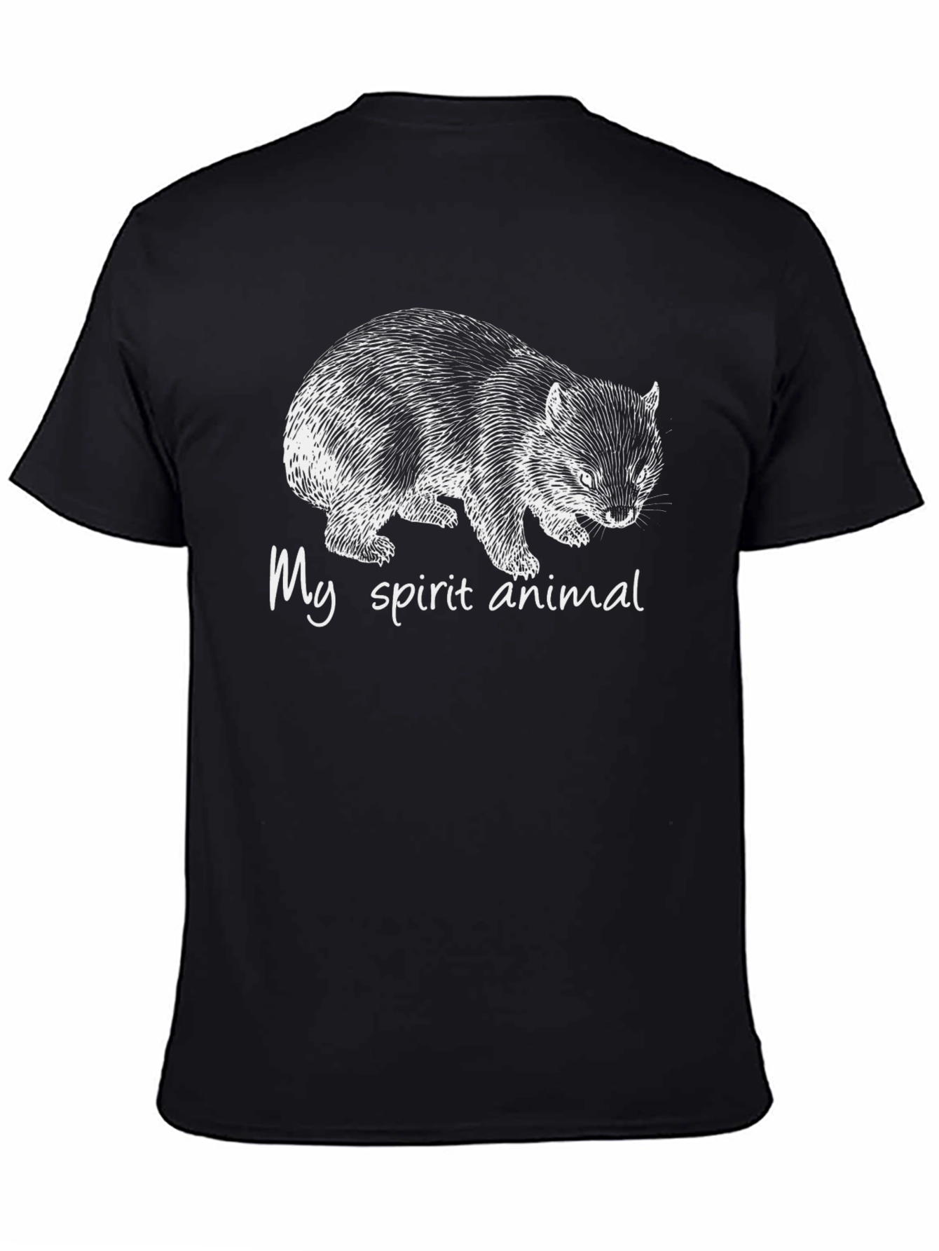 Black Wombat Spirit Animal Graphic T-Shirt view 4