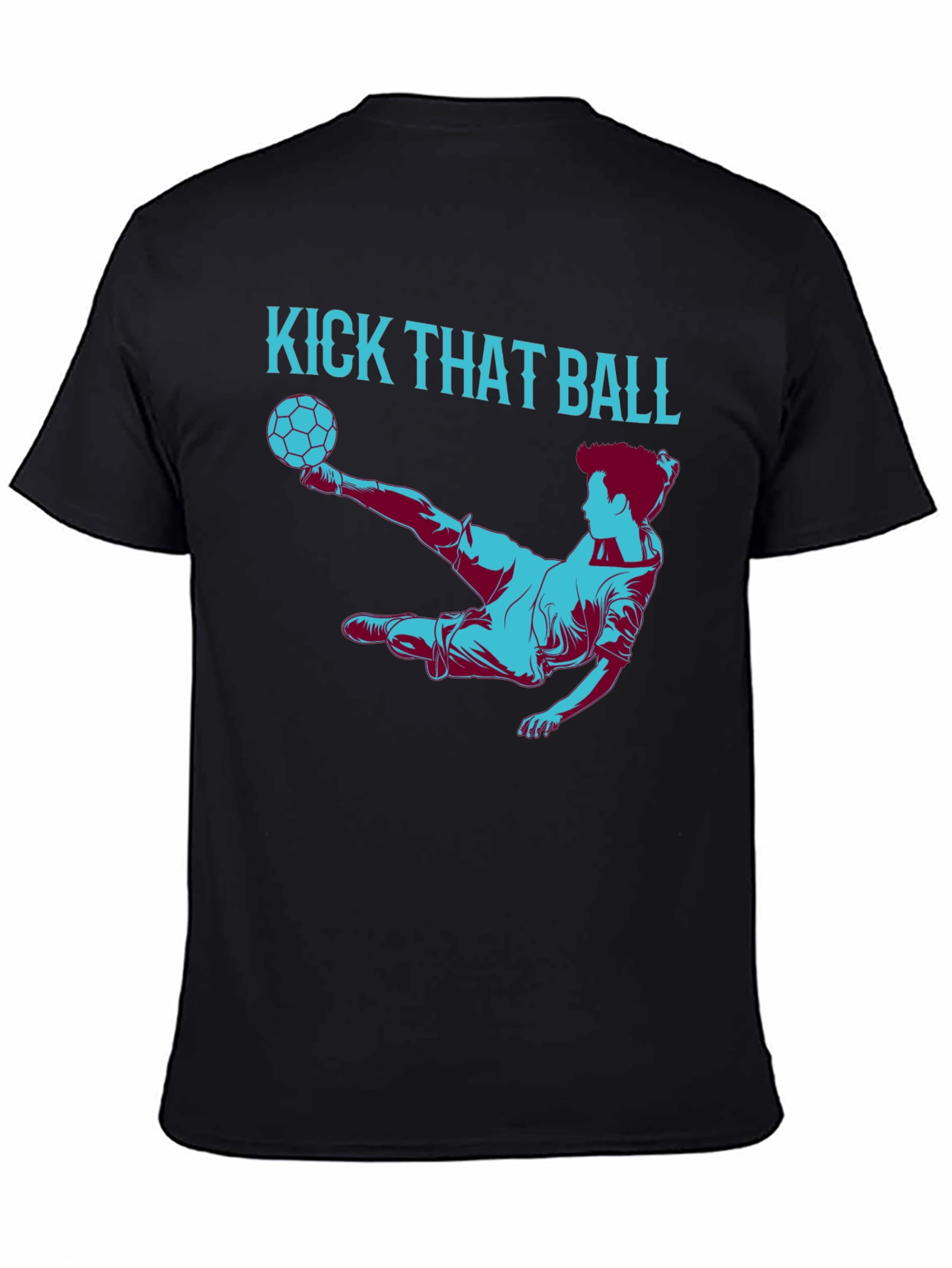 Black Kick That Ball Graphic Tee - Soccer Fan T-Shirt view 4