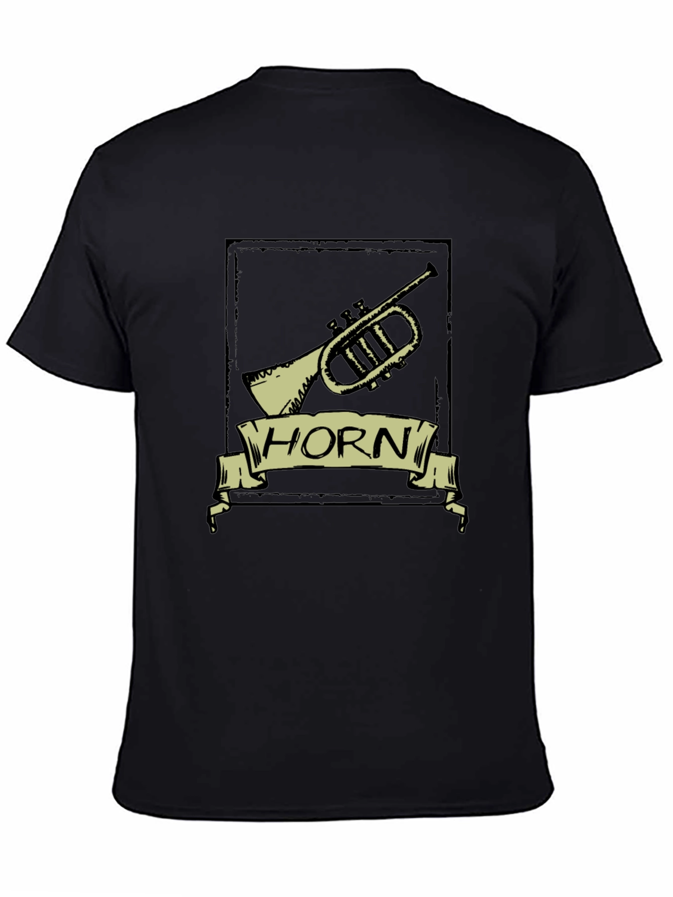 Black Vintage Horn T-Shirt - Musical Instrument Tee view 4