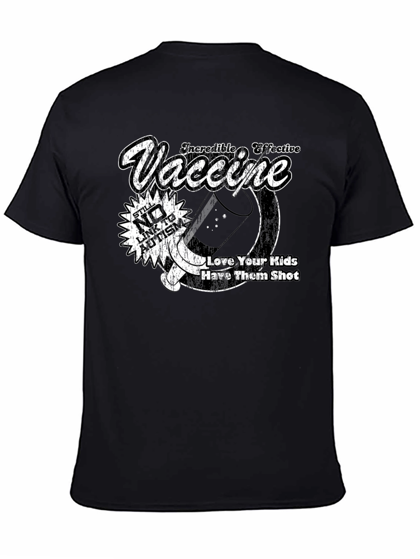 Black Pro-Vaccine Black T-Shirt - Still No Link To Autism Design view 4