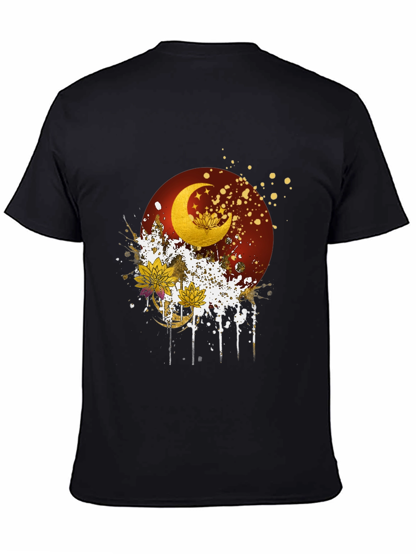 Black Celestial Moon & Lotus Graphic Tee view 4