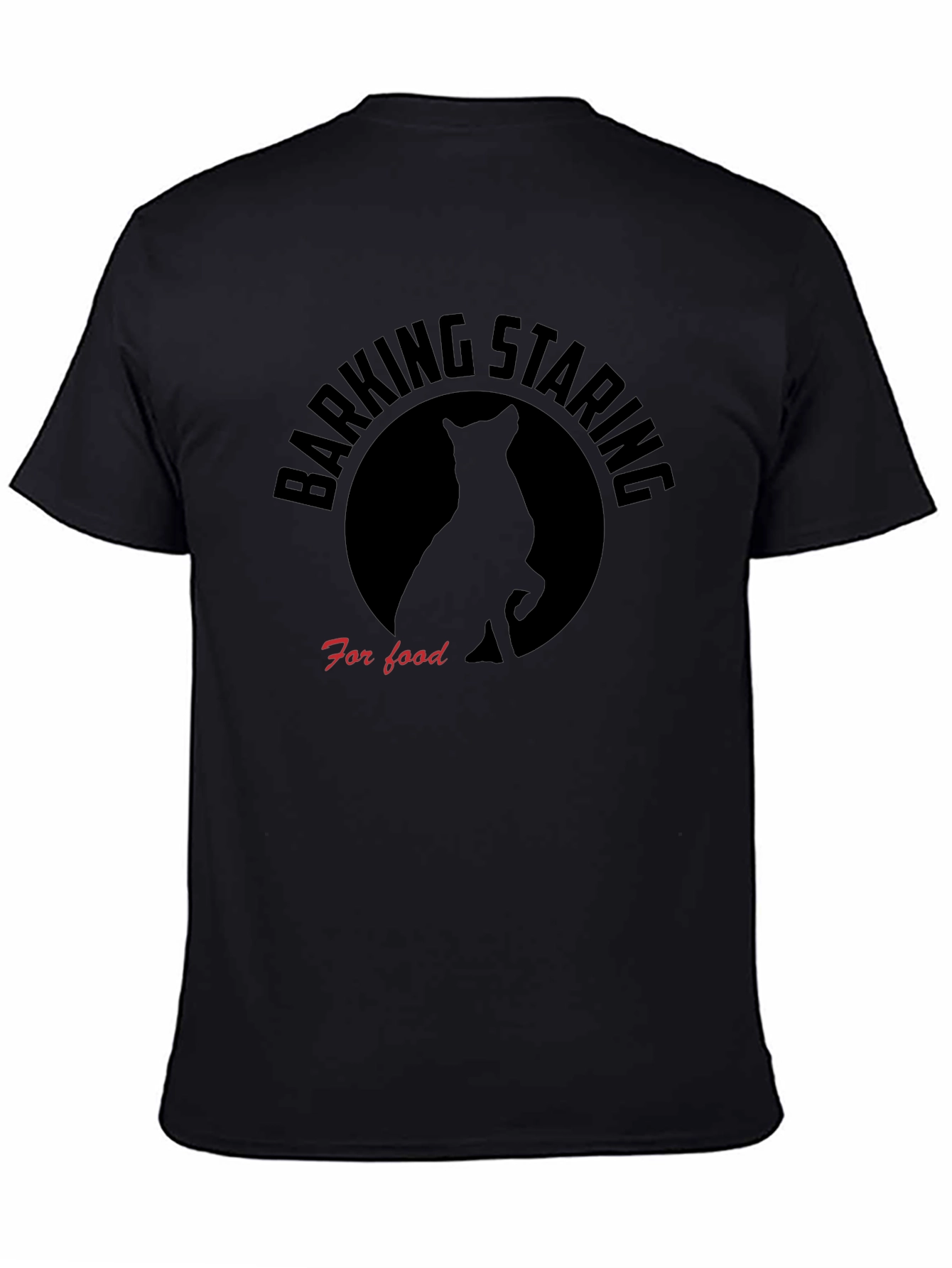 Black Barking Staring for Food Graphic Tee view 4