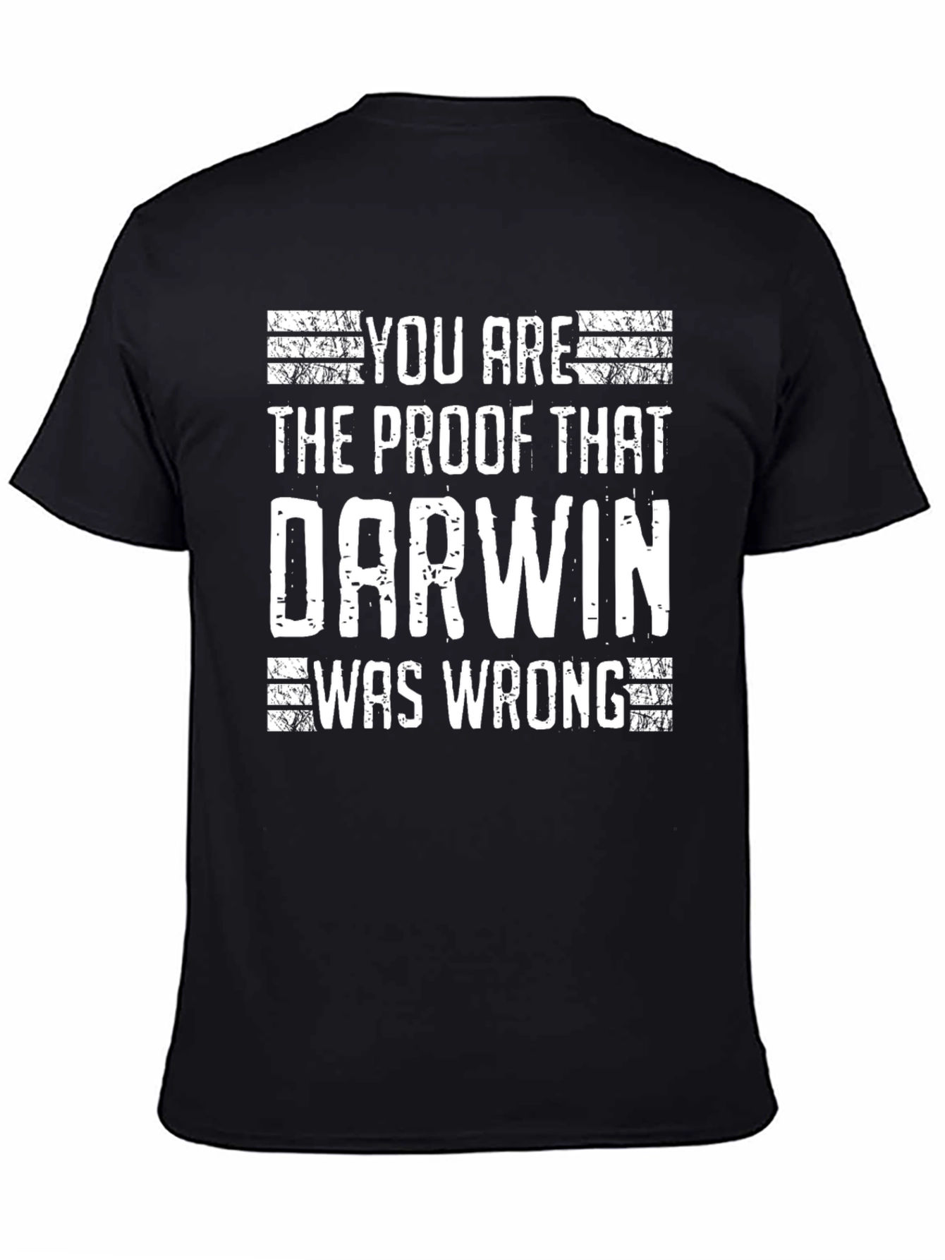 Black Darwin Was Wrong Graphic Tee - Mens Humor T-Shirt view 4