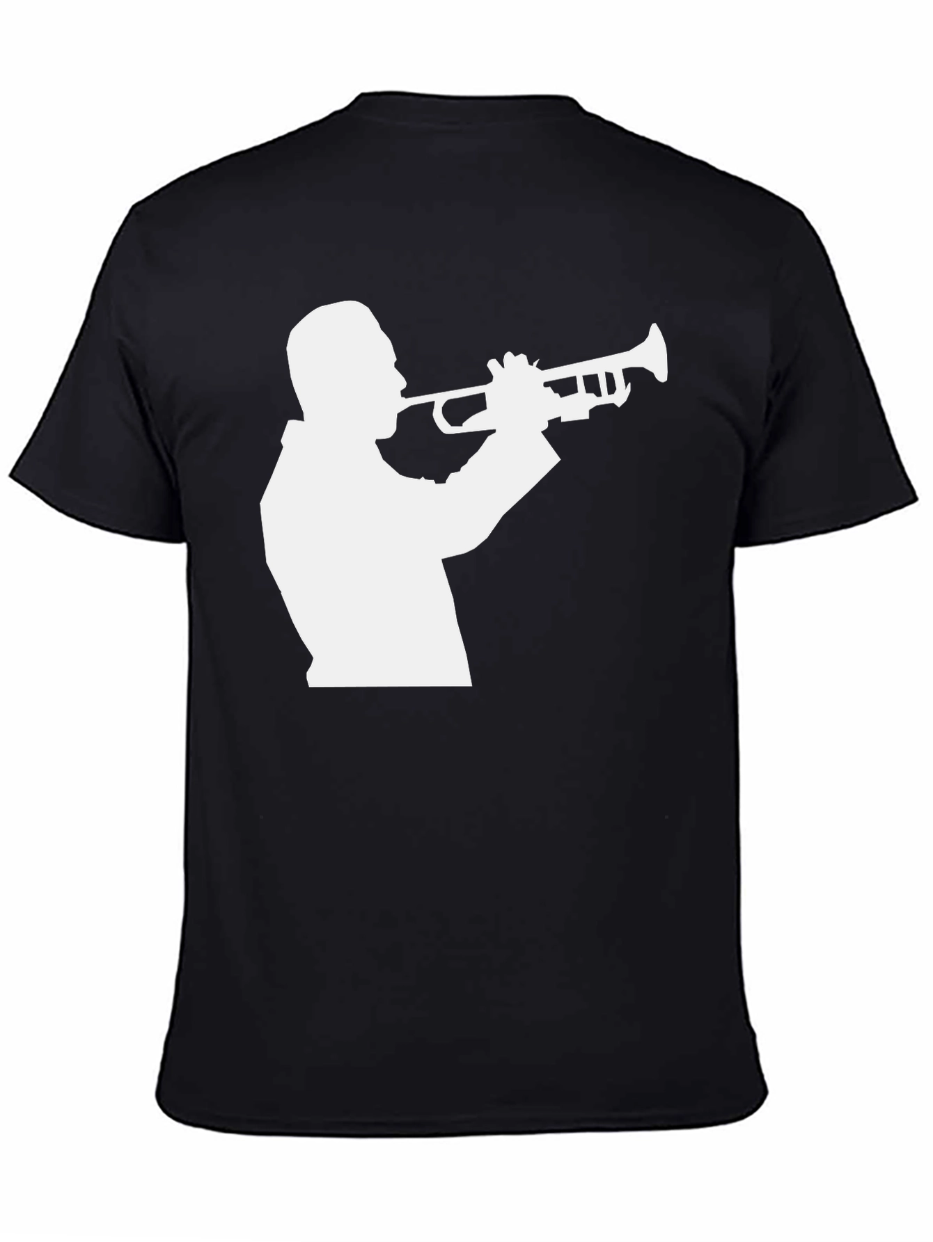 Black Jazz Trumpet Silhouette Graphic T-Shirt view 4