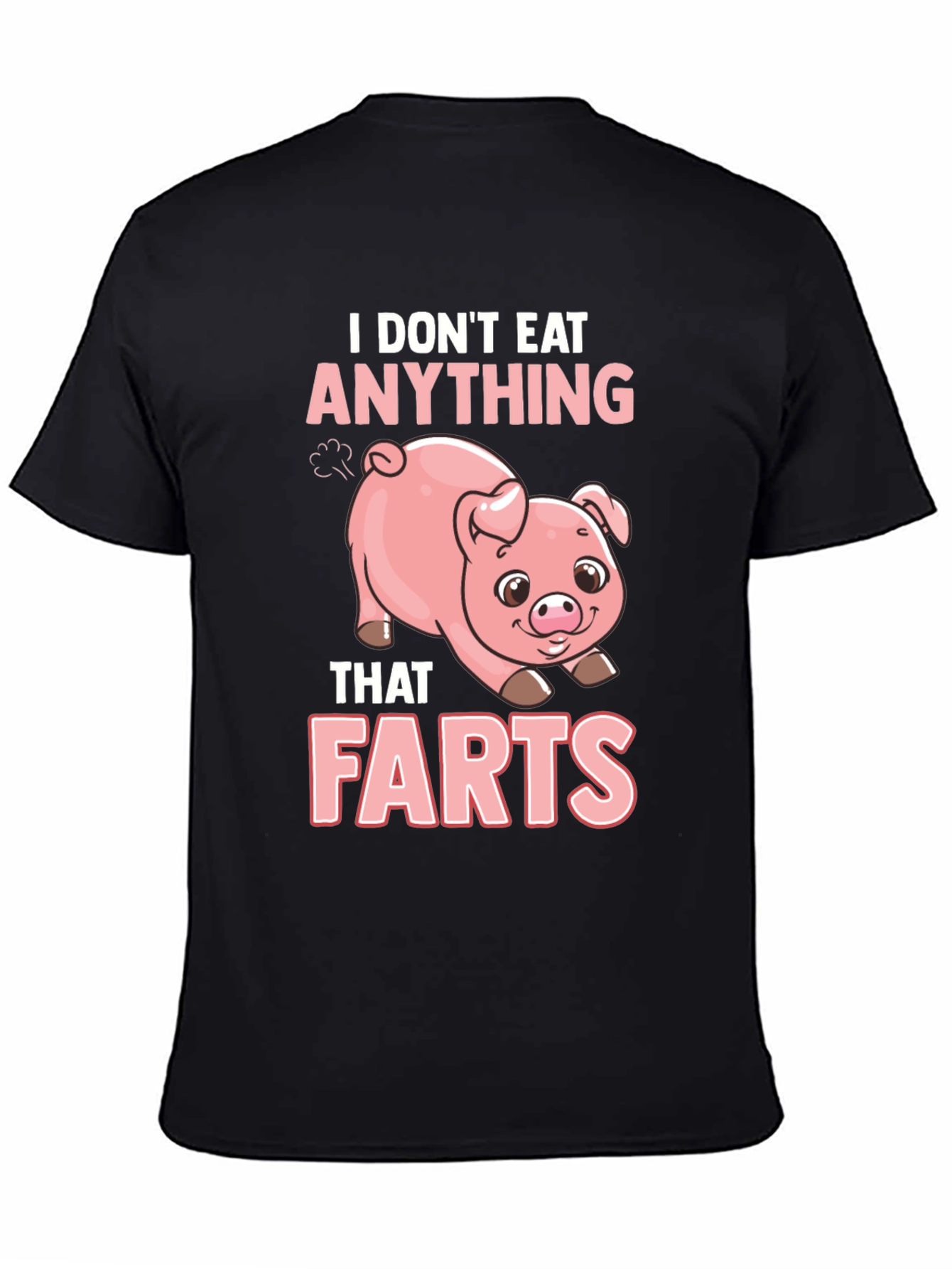 Black Vegan T-Shirt - I Don't Eat Anything That Farts view 4