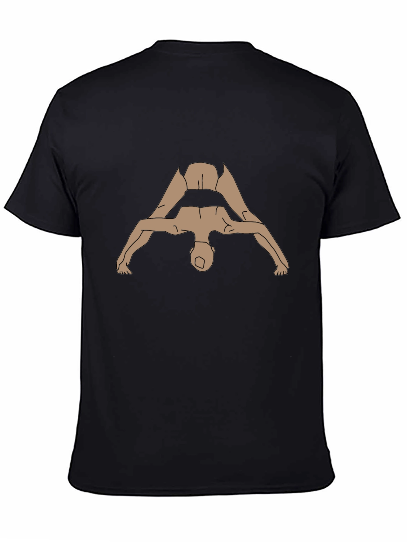 Black Yoga Pose Graphic Tee - Black Cotton T-Shirt view 4