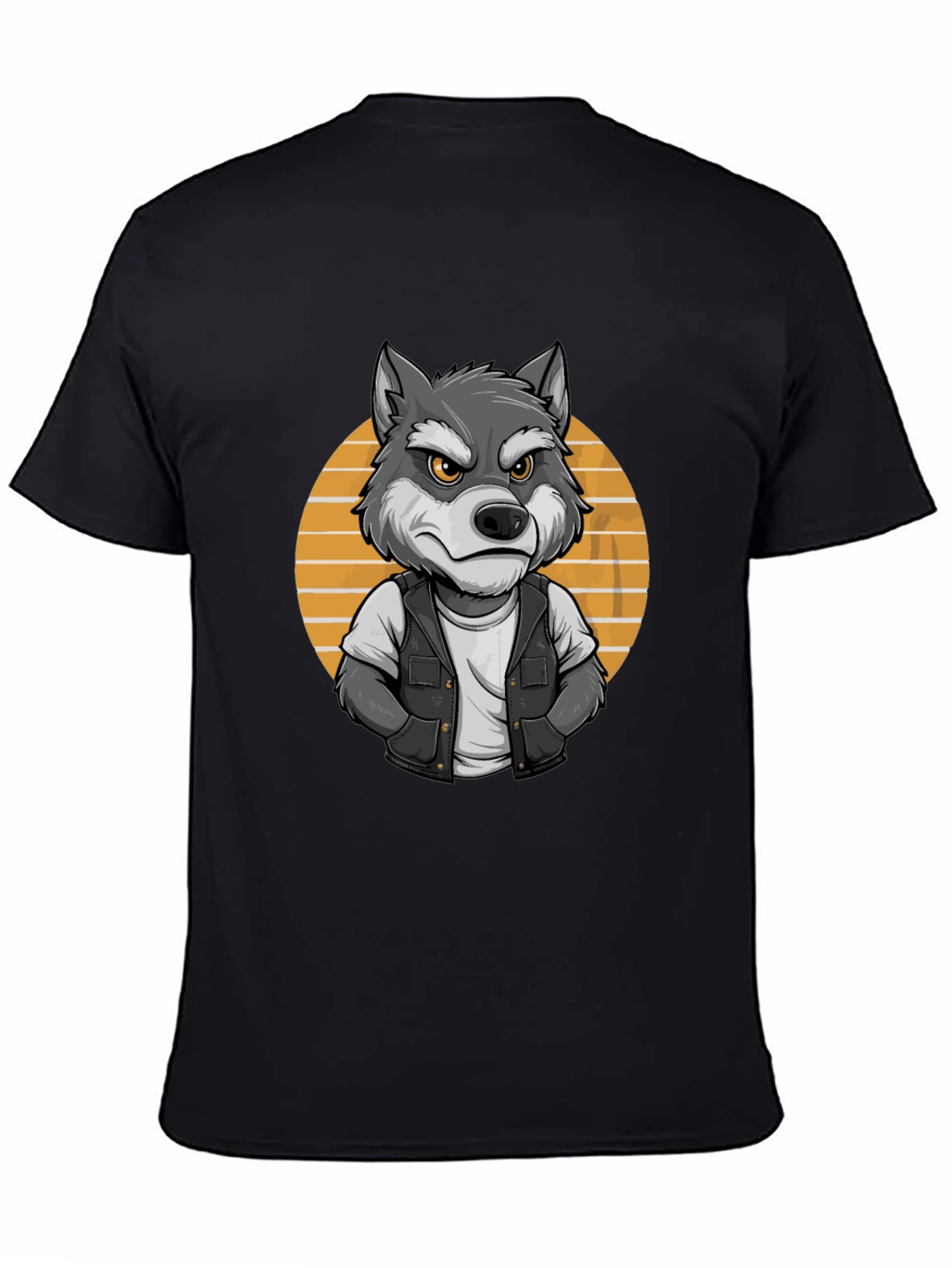 Black Cool Wolf Graphic Tee - Black T-Shirt view 4