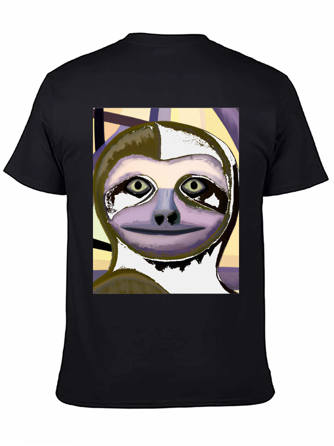 Black Sloth Art Tee - Black Unisex T-Shirt view 4