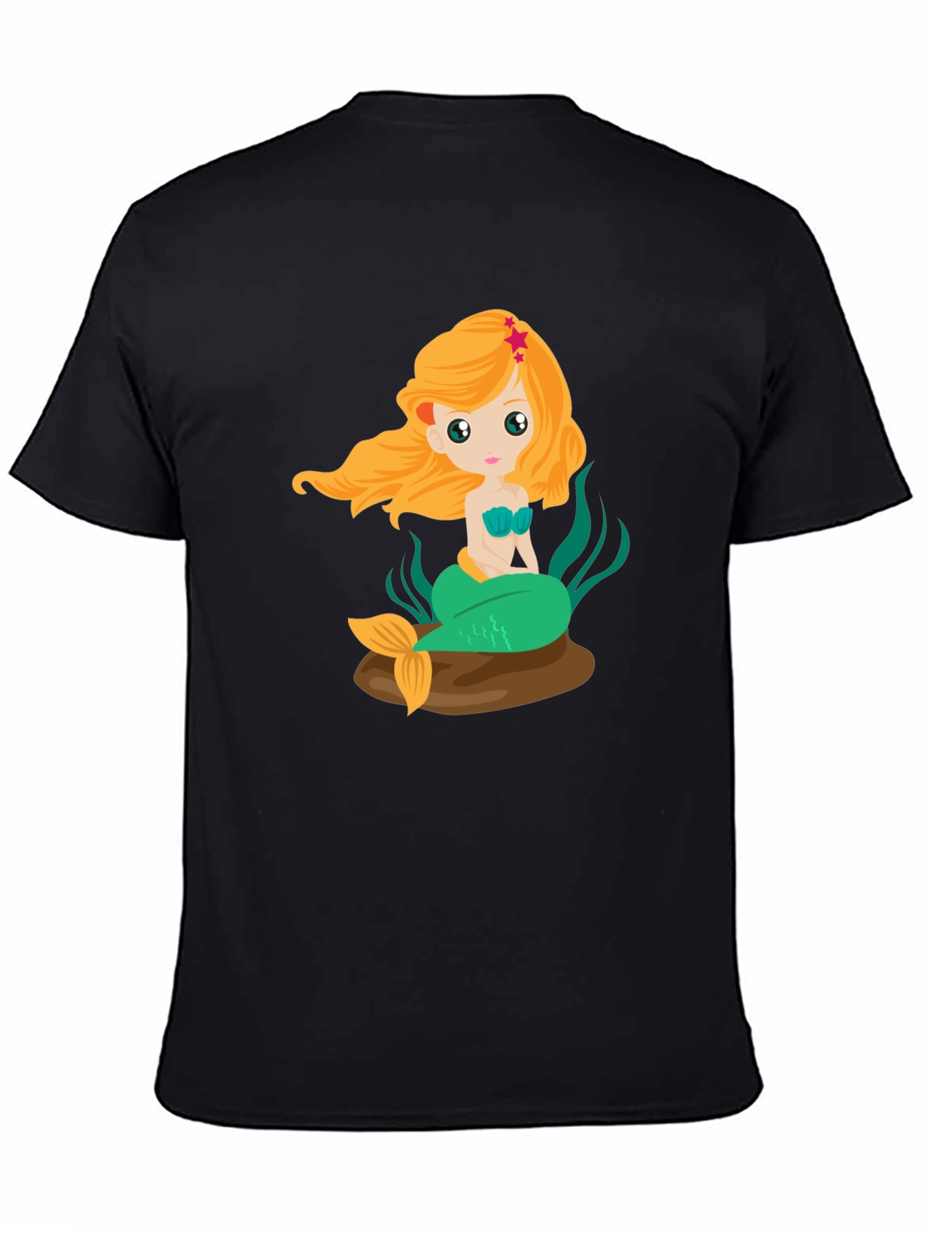 Black Mermaid Graphic Tee - Black Cotton Blend view 4