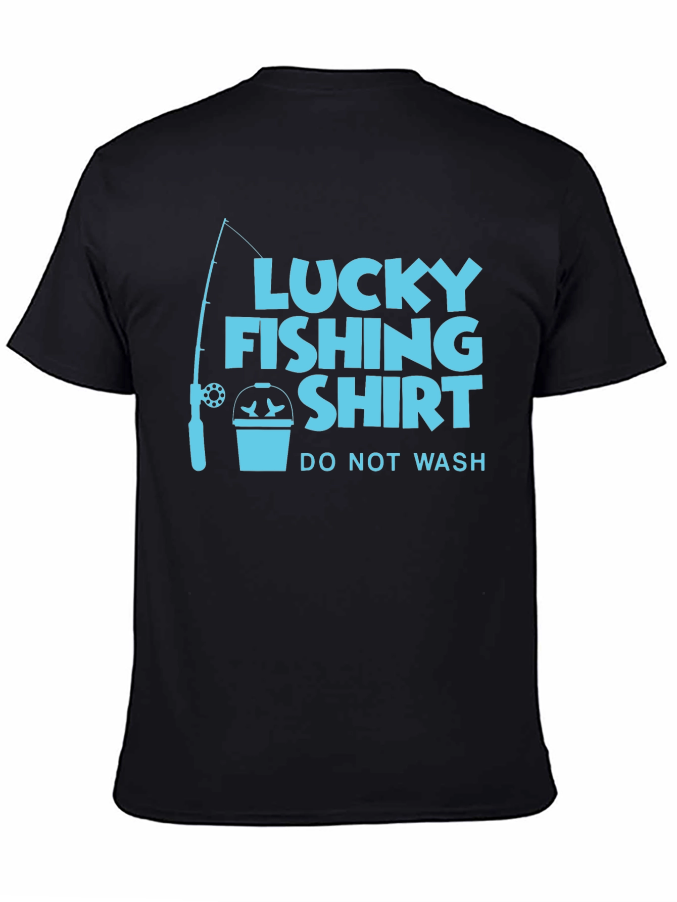 Black Lucky Fishing Shirt - Novelty Graphic Tee view 4