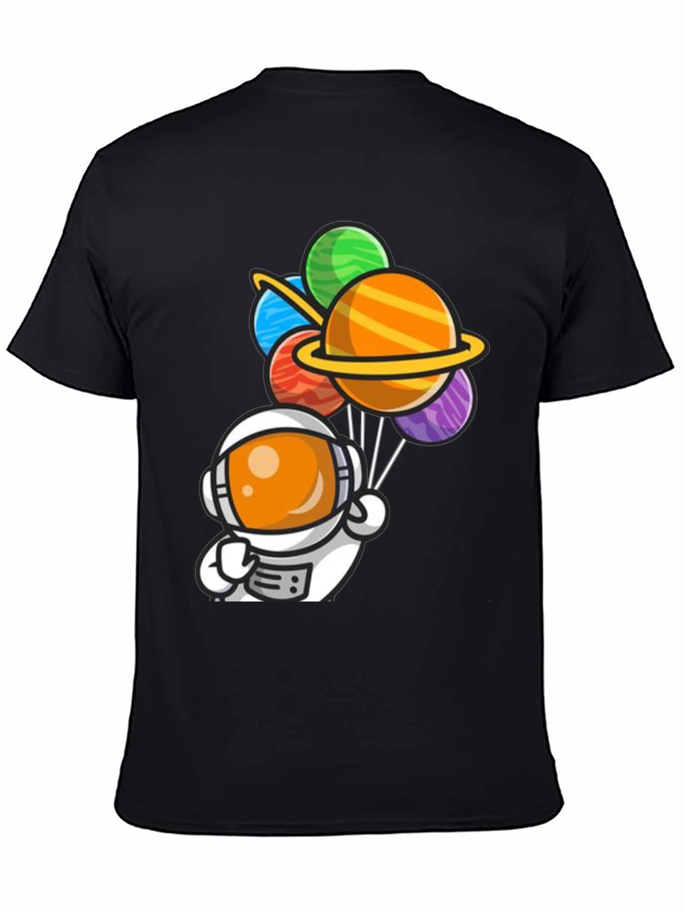 Black Astronaut Planet Balloons Graphic Tee view 4