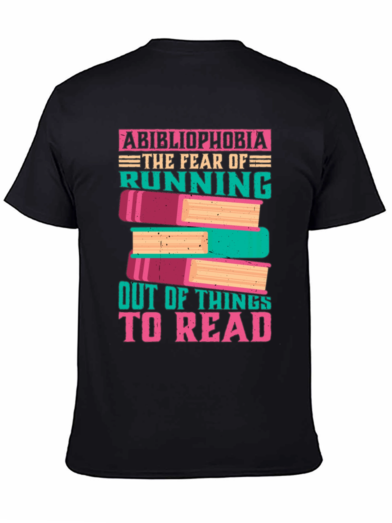 Black Abibliophobia Funny Book Lover T-Shirt view 4