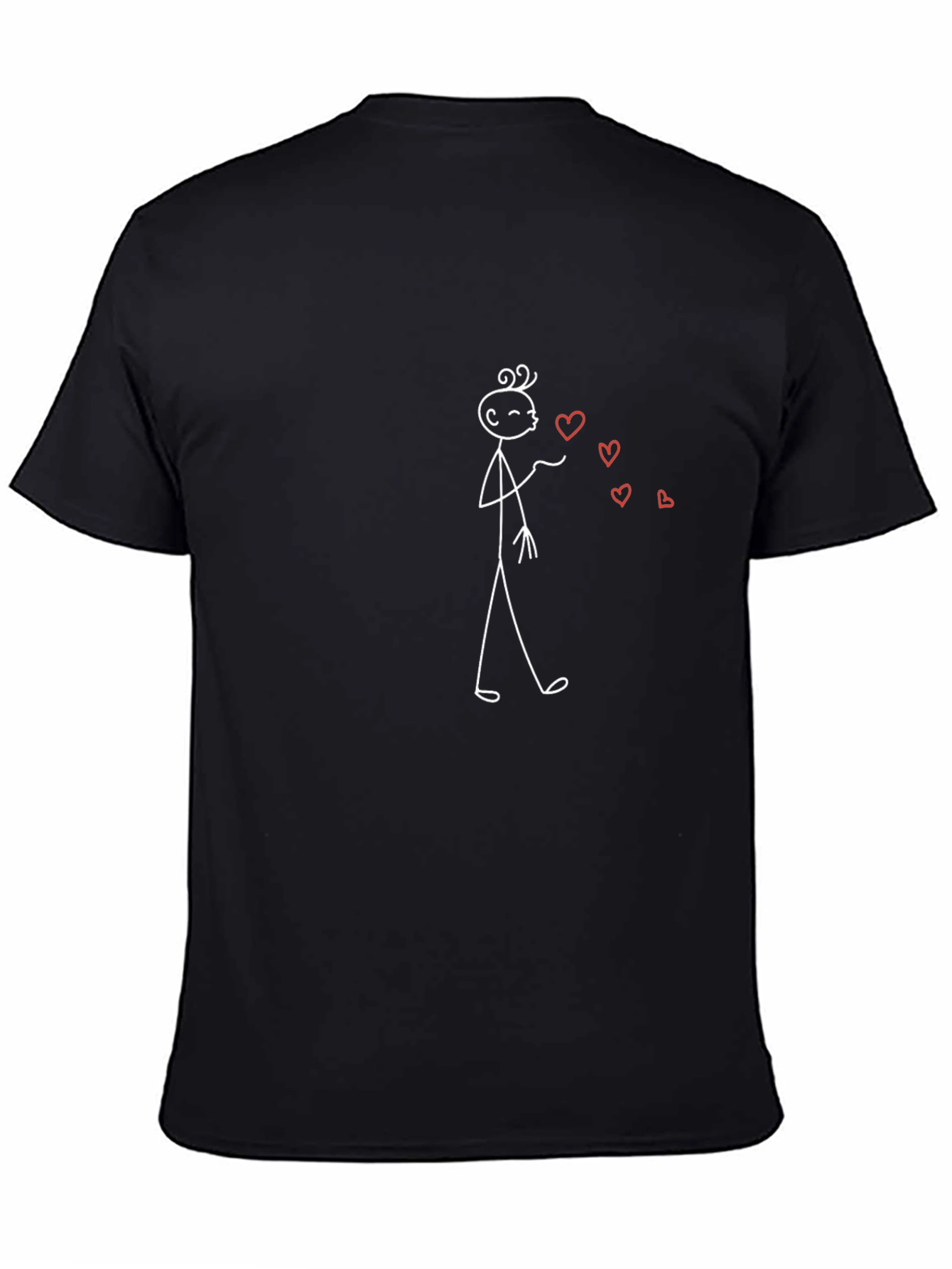Black Stick Figure Hearts Graphic Tee - Black view 4