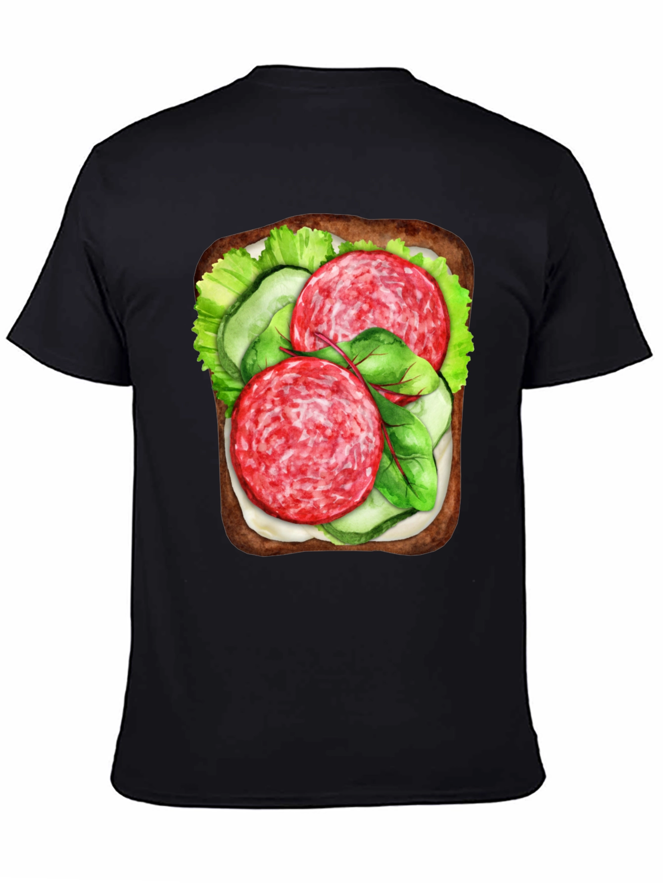 Black Funny Sandwich Graphic Tee - Foodie T-Shirt view 4
