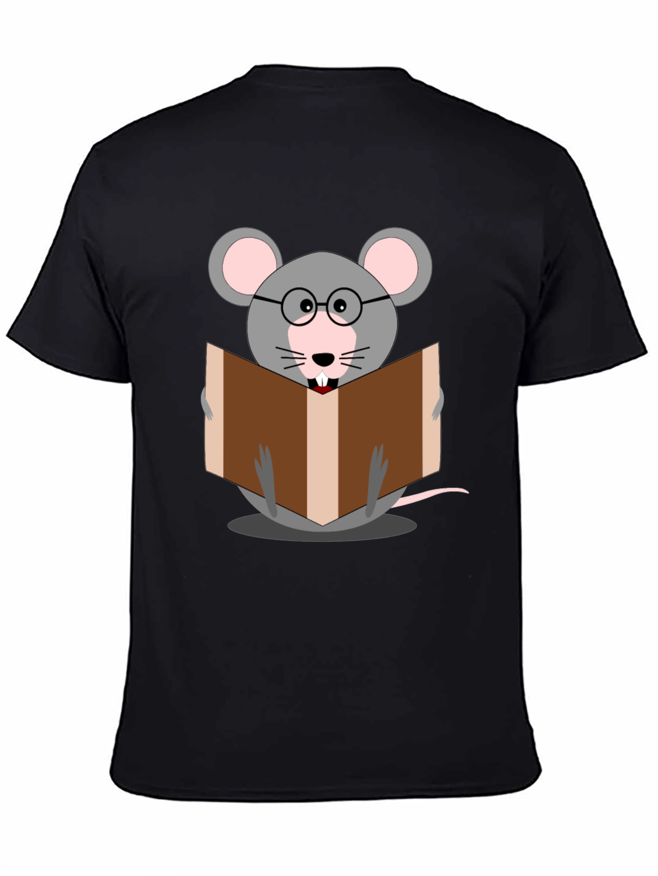 Black Bookworm Mouse Graphic Tee - Read in Style view 4