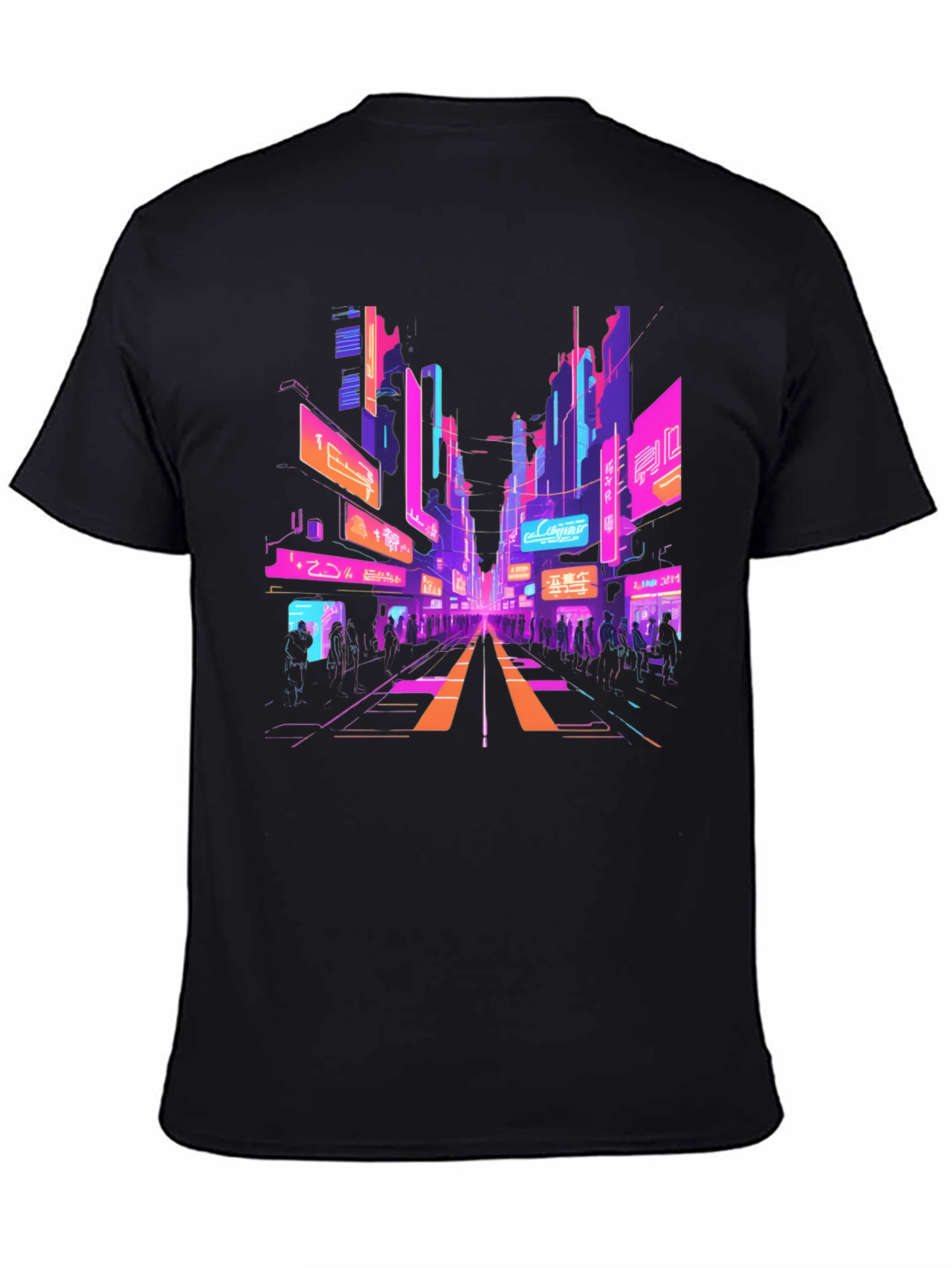 Black Cyberpunk Cityscape Graphic Tee view 4