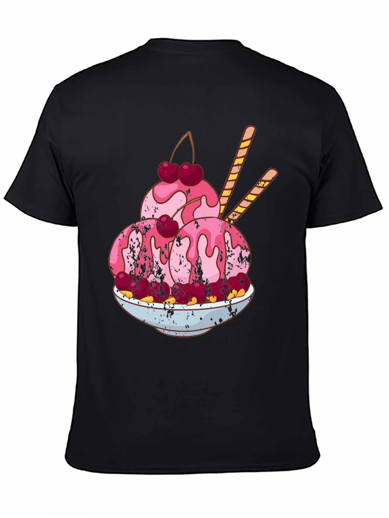 Black Ice Cream Sundae Graphic T-Shirt - Fun Foodie Tee view 4