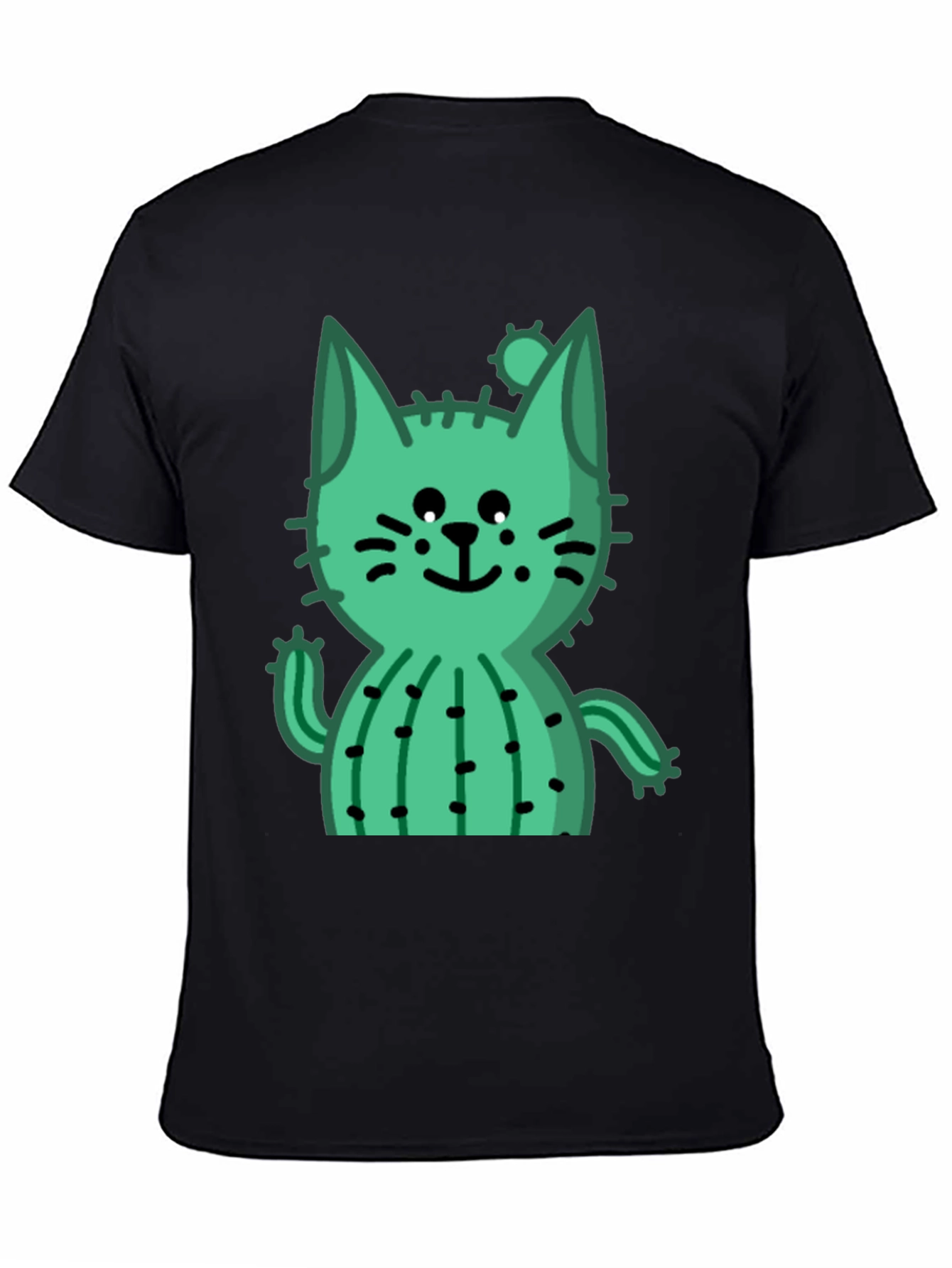 Black Cactus Cat Black T-Shirt - Trendy and Unique view 4