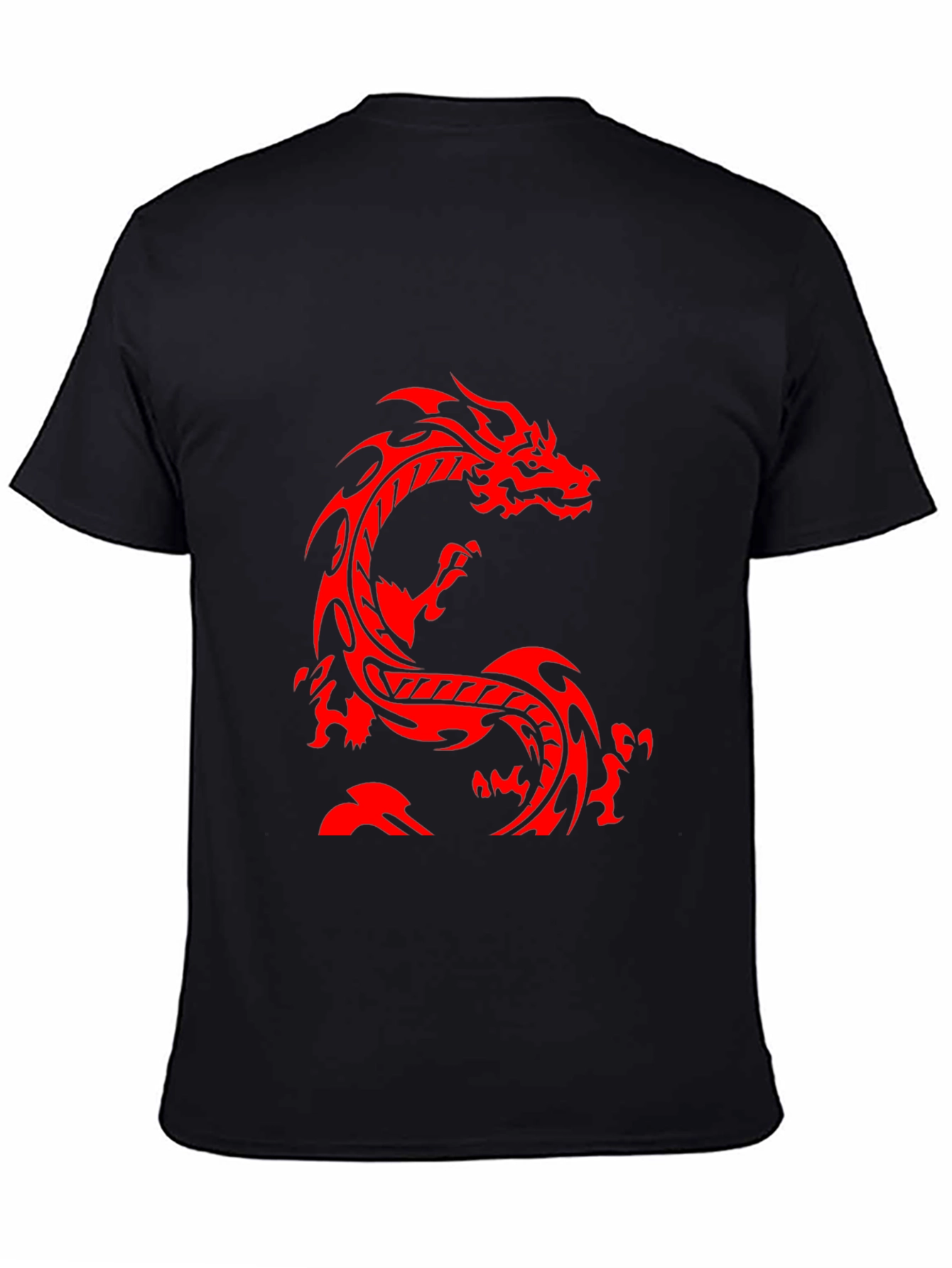 Black Red Dragon Graphic Black T-Shirt - Casual Style view 4