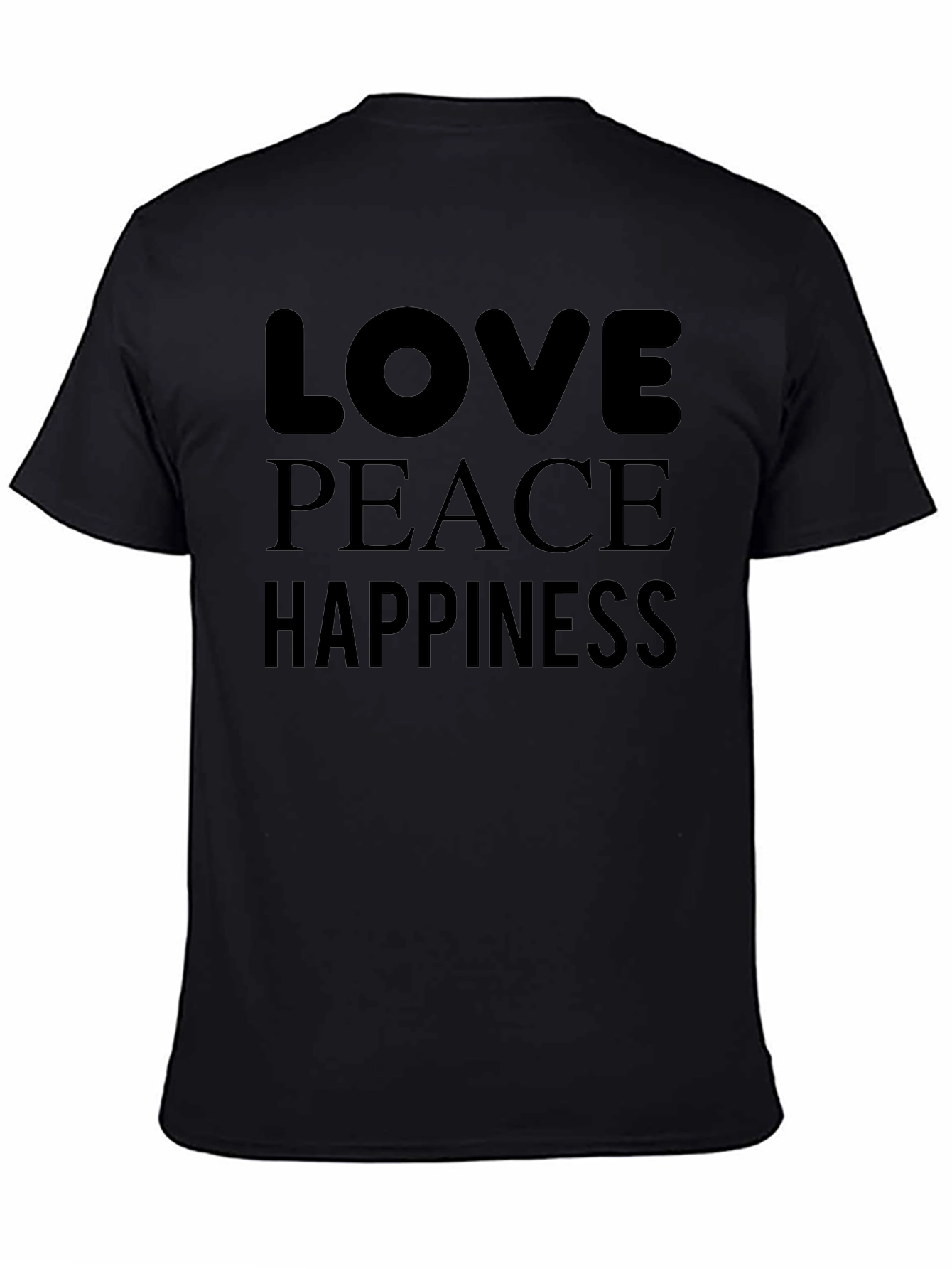 Black Love Peace Happiness Black Graphic Tee view 4