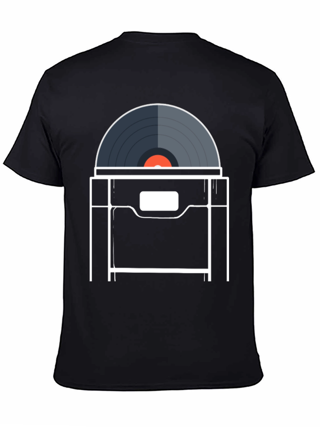 Black Vintage Vinyl Record Player T-Shirt - Retro Music Tee view 4