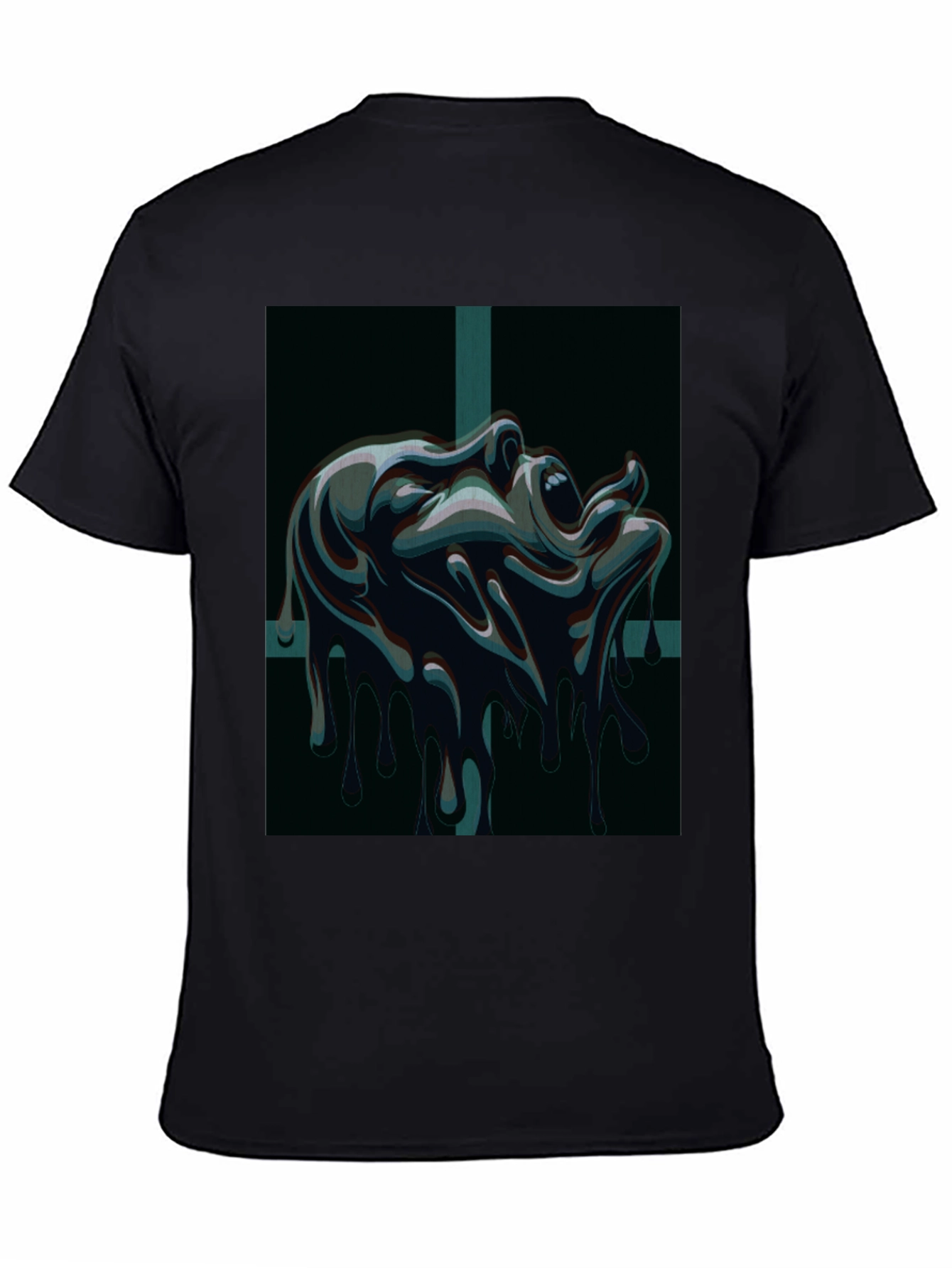 Black Melting Face Graphic Tee - Dark & Edgy Design view 4