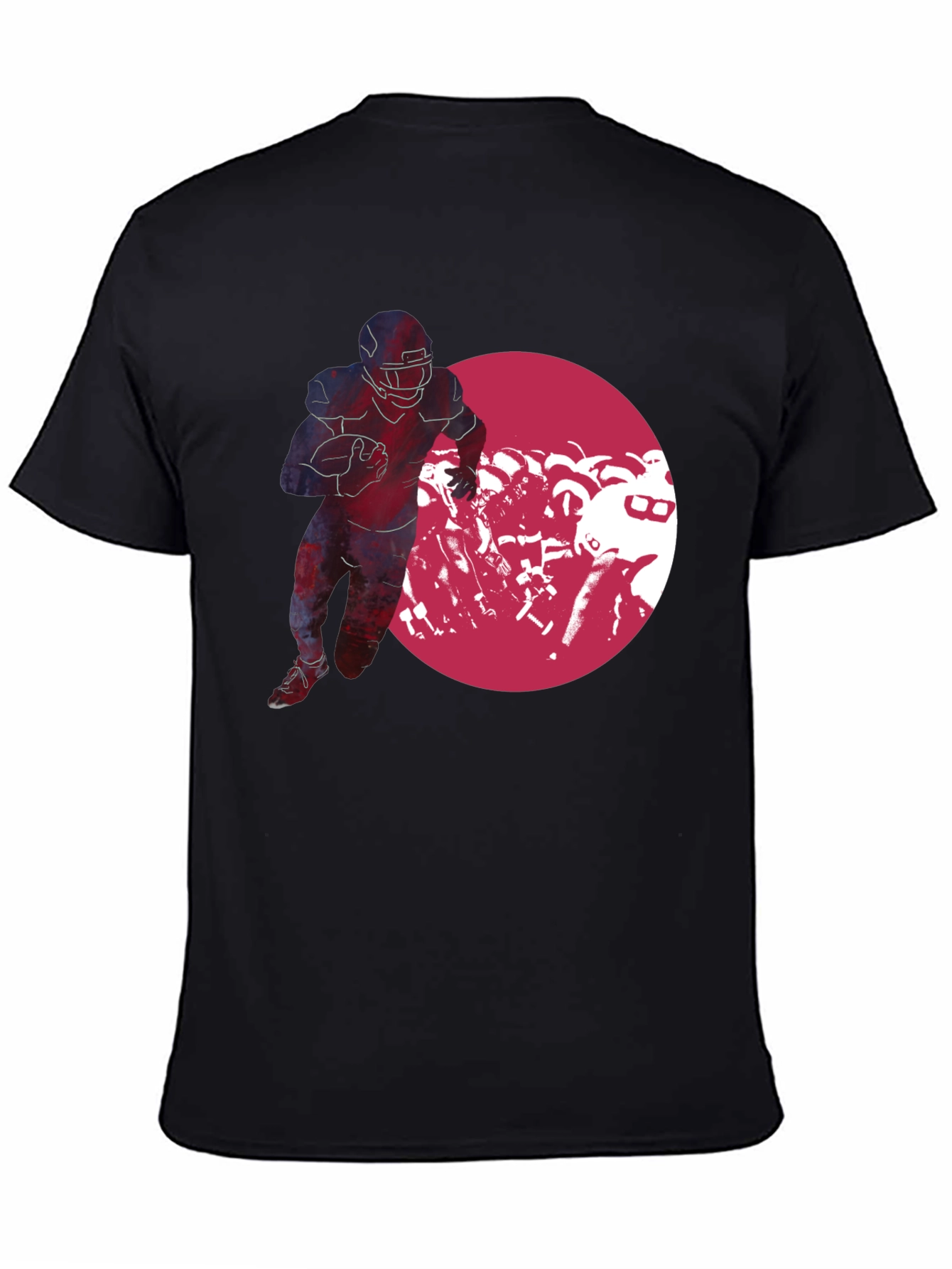 Black Football Player Graphic Black T-Shirt view 4