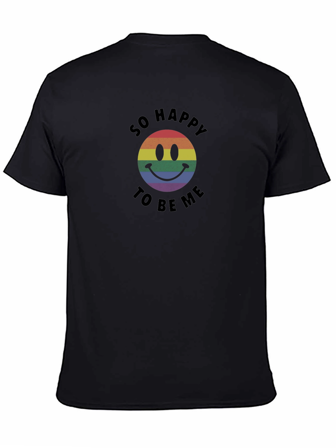 Black So Happy To Be Me Rainbow Smiley T-Shirt view 4