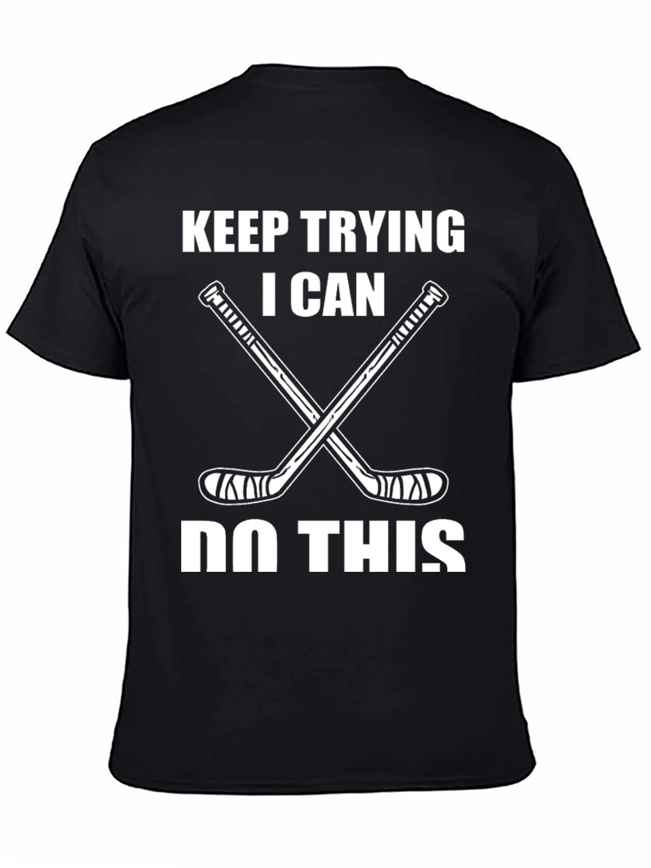 Black Keep Trying Hockey T-Shirt view 4