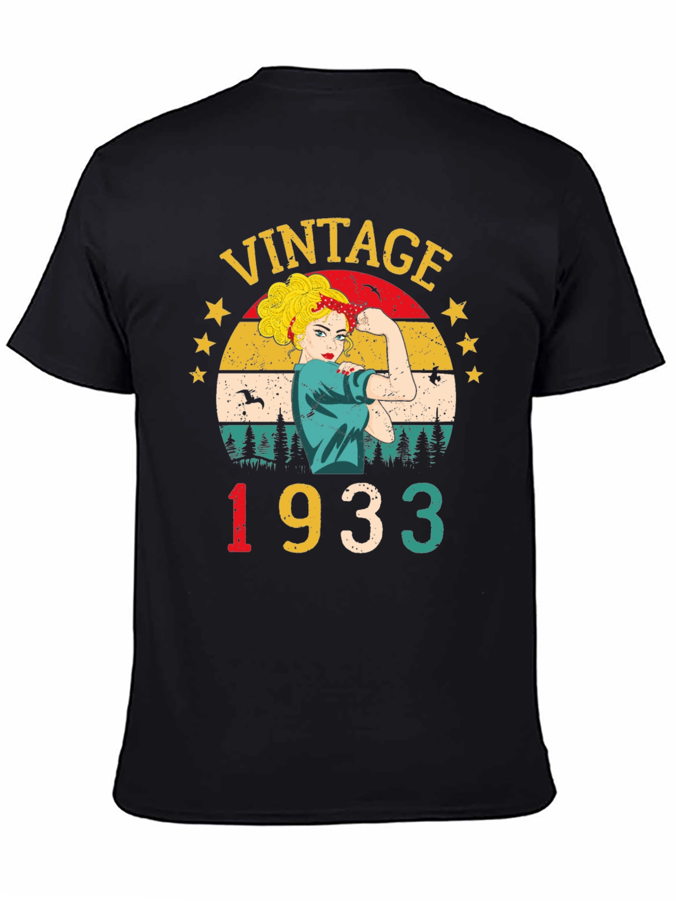 Black Vintage 1933 Rosie the Riveter T-Shirt view 4