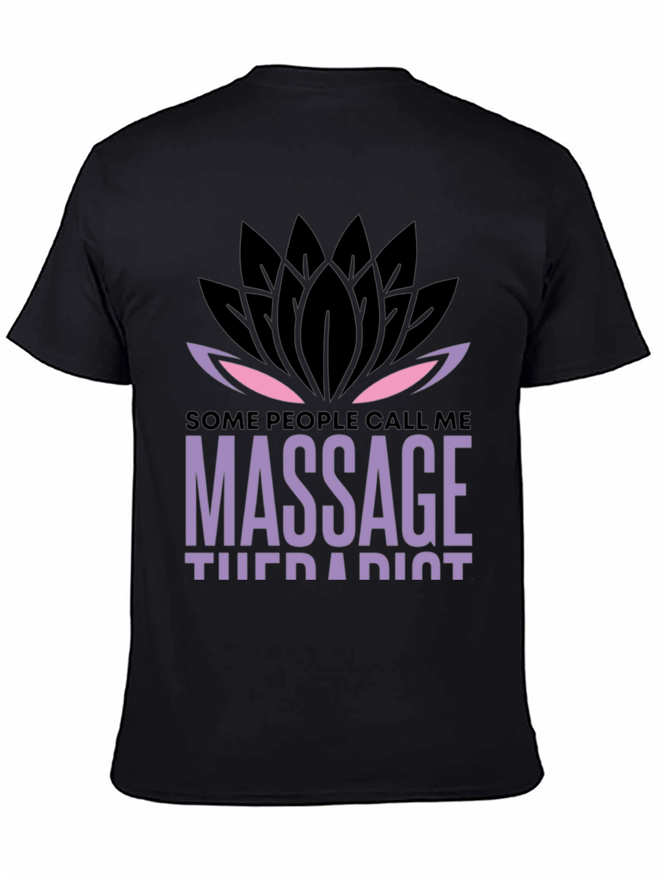 Black Massage Therapist Lotus Graphic T-Shirt - Unique Design view 4