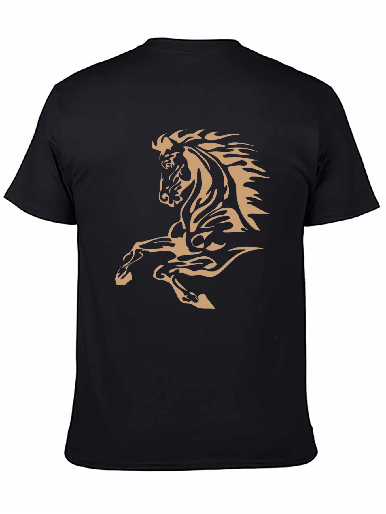 Black Black T-Shirt with Horse Design view 4