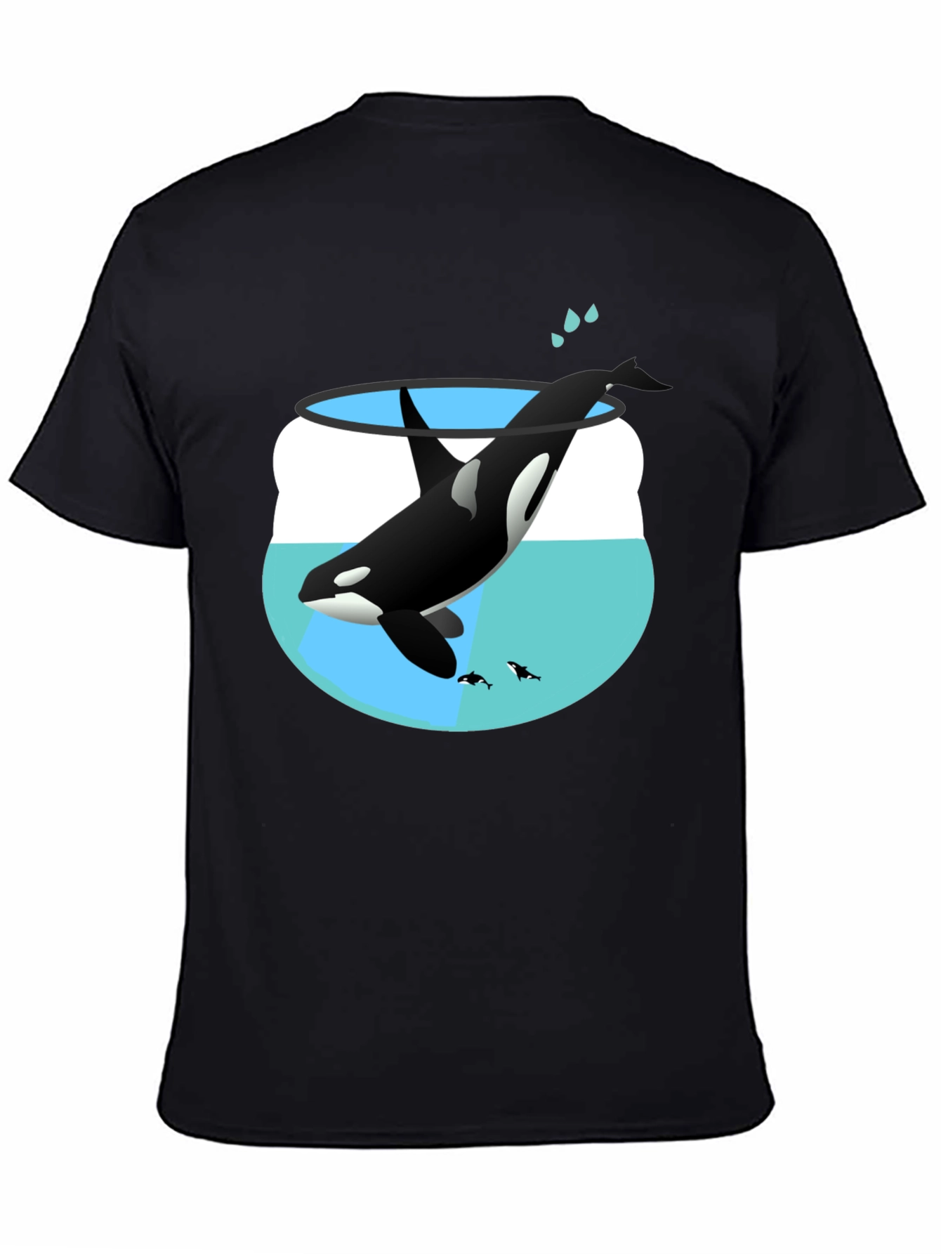 Black Orca in a Fishbowl Graphic T-Shirt view 4