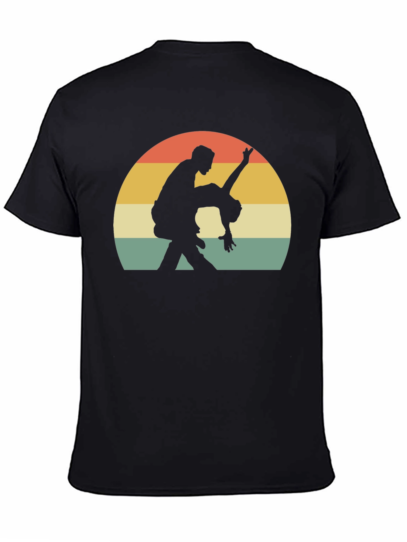 Black Vintage Style Dancing Couple Graphic T-Shirt view 4